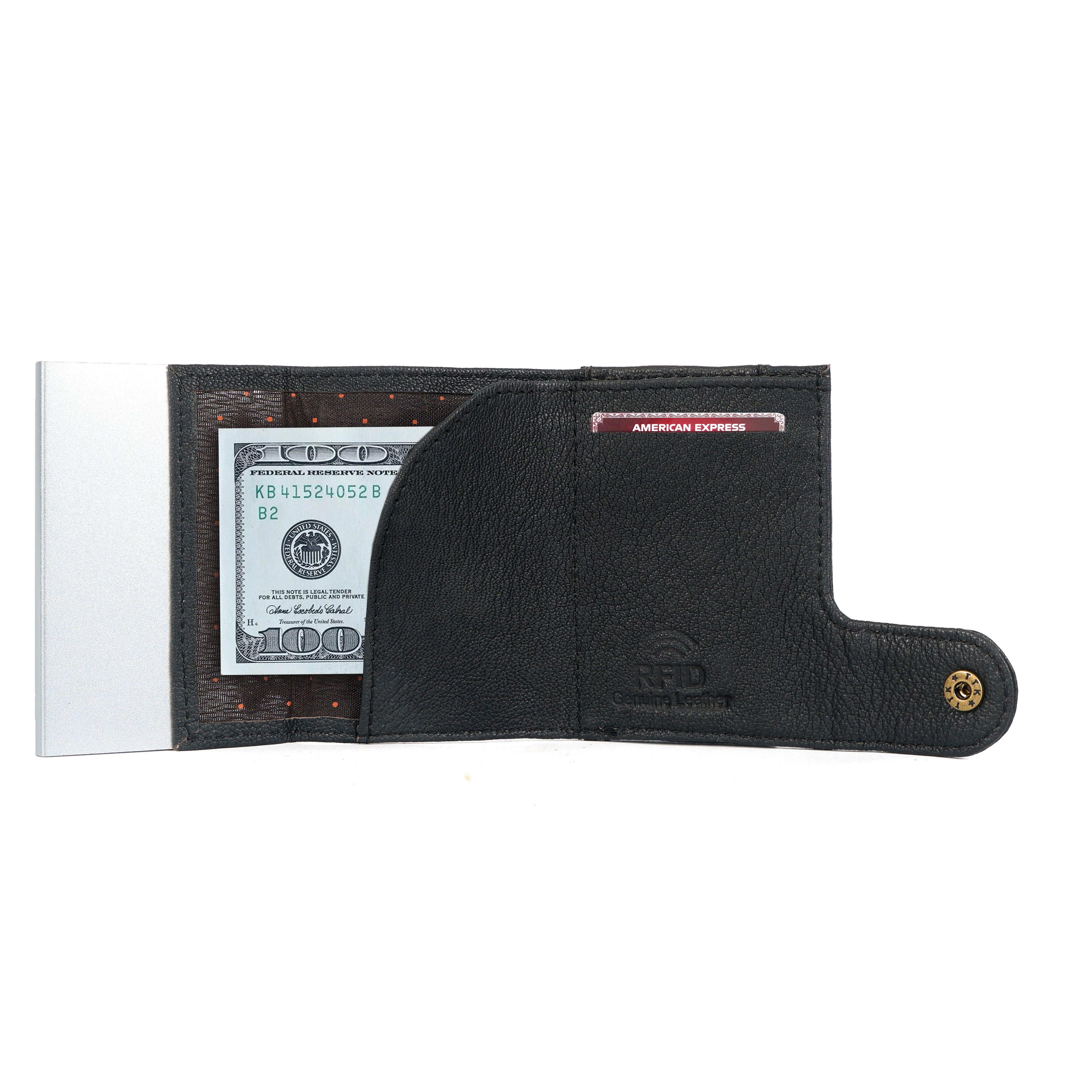 Slim Pop-Up Card Holder Wallet Quick Access Leather Card Case