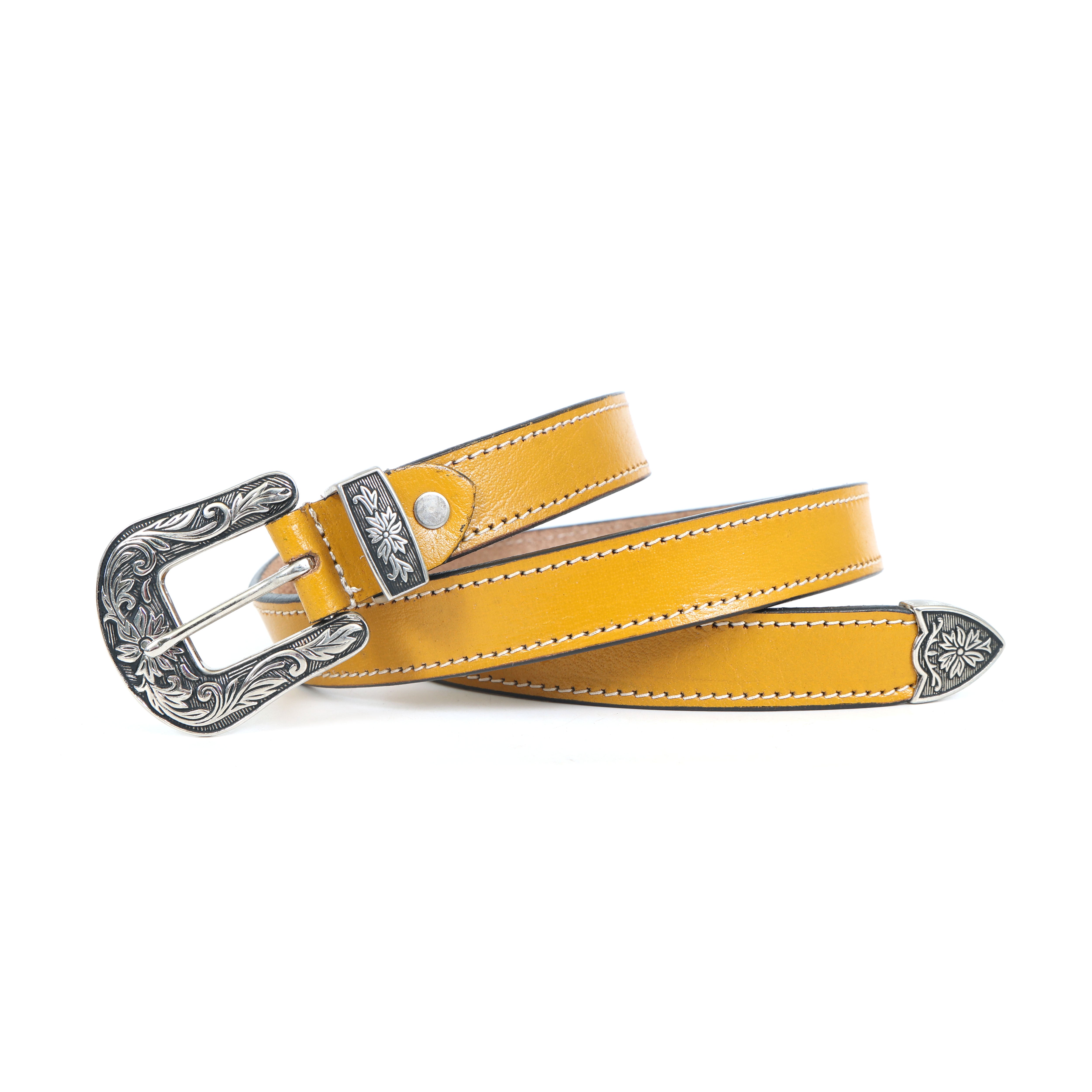 Handmade Leather Western Belt | Vintage Floral  Engraved Buckle Cowboy, Cowgirl Belt | Rustic Country Style  Belt for Men Women