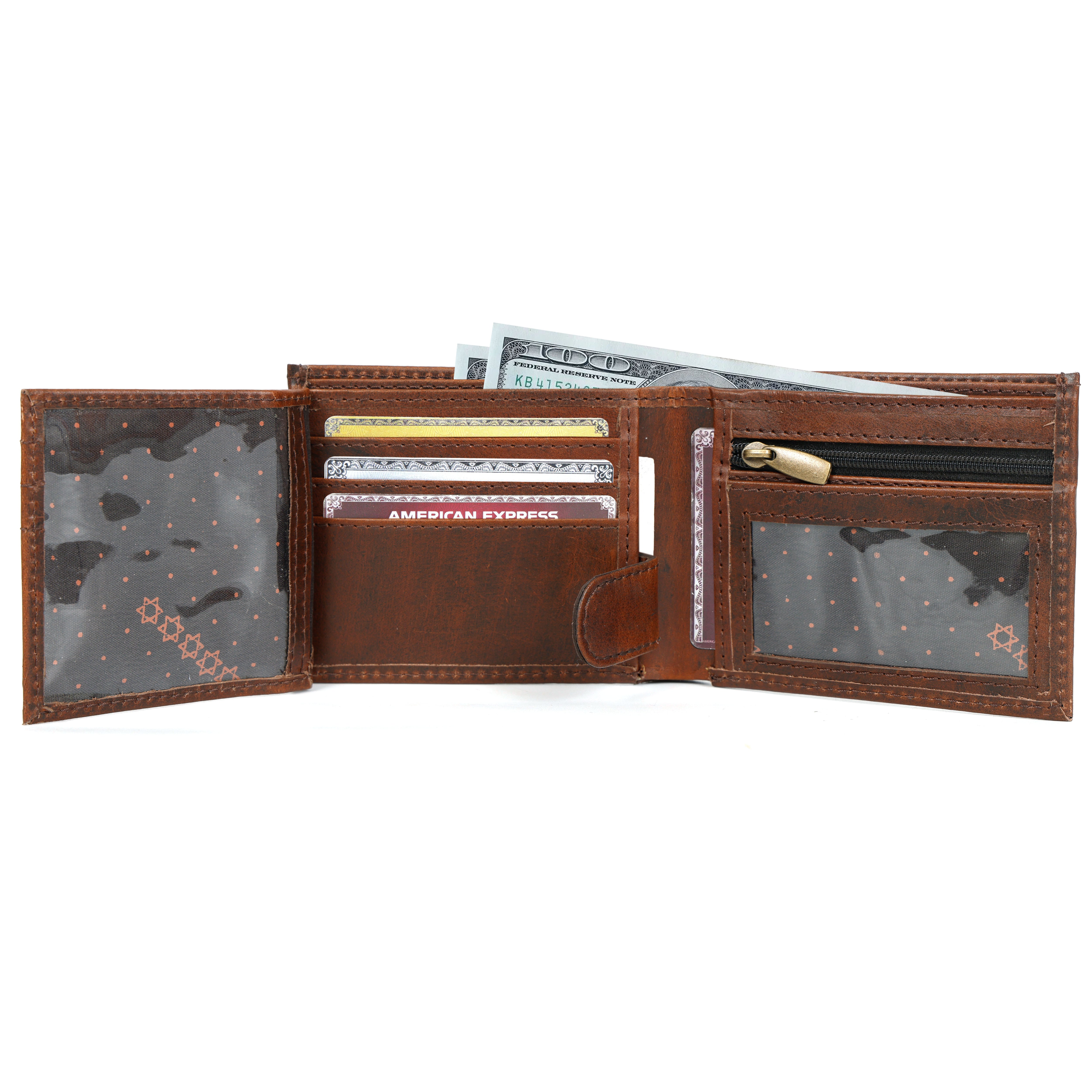 Vintage Brown Leather Wallet with Celtic Knot Design