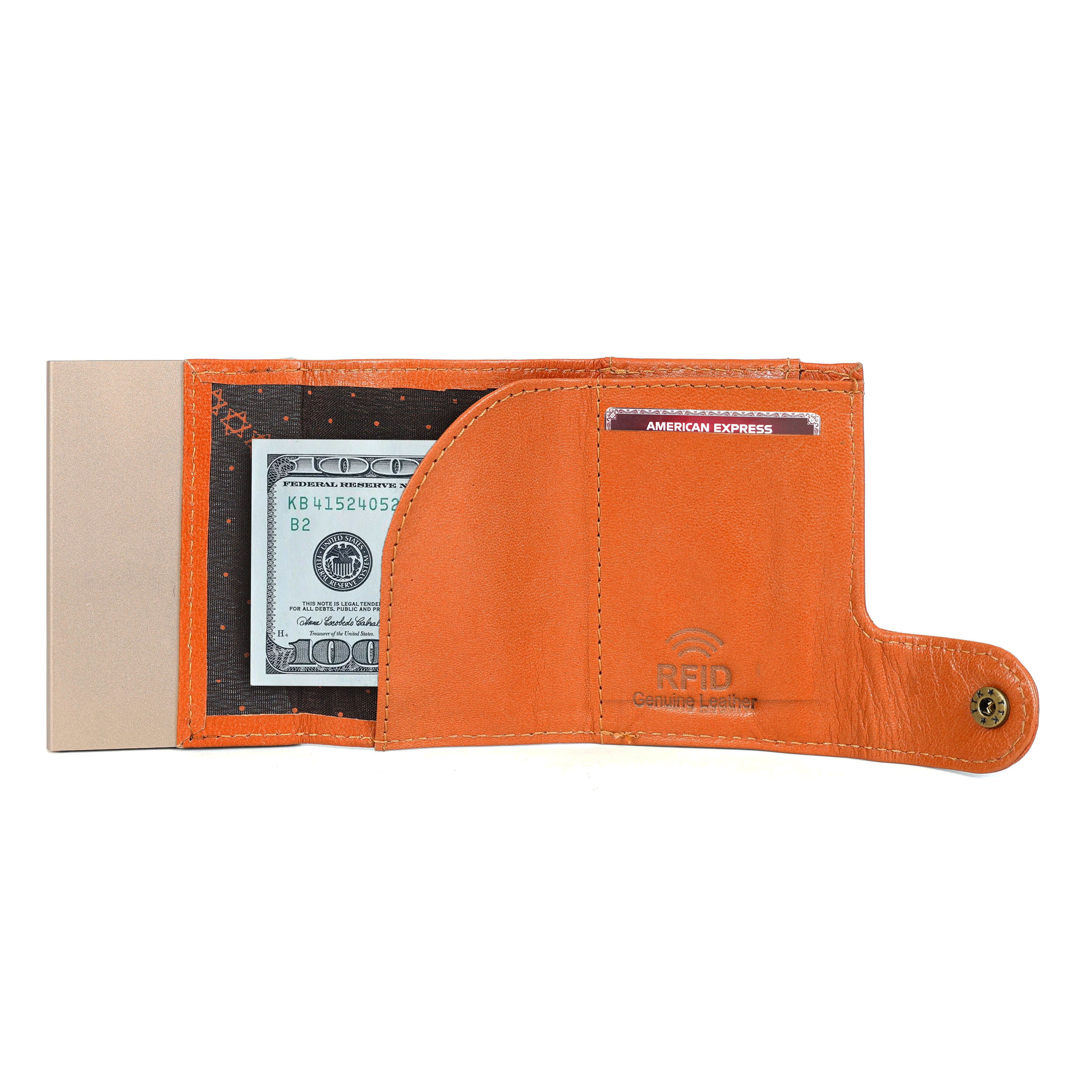 Premium Leather Card Holder Pop-Up Mechanism & RFID Protection