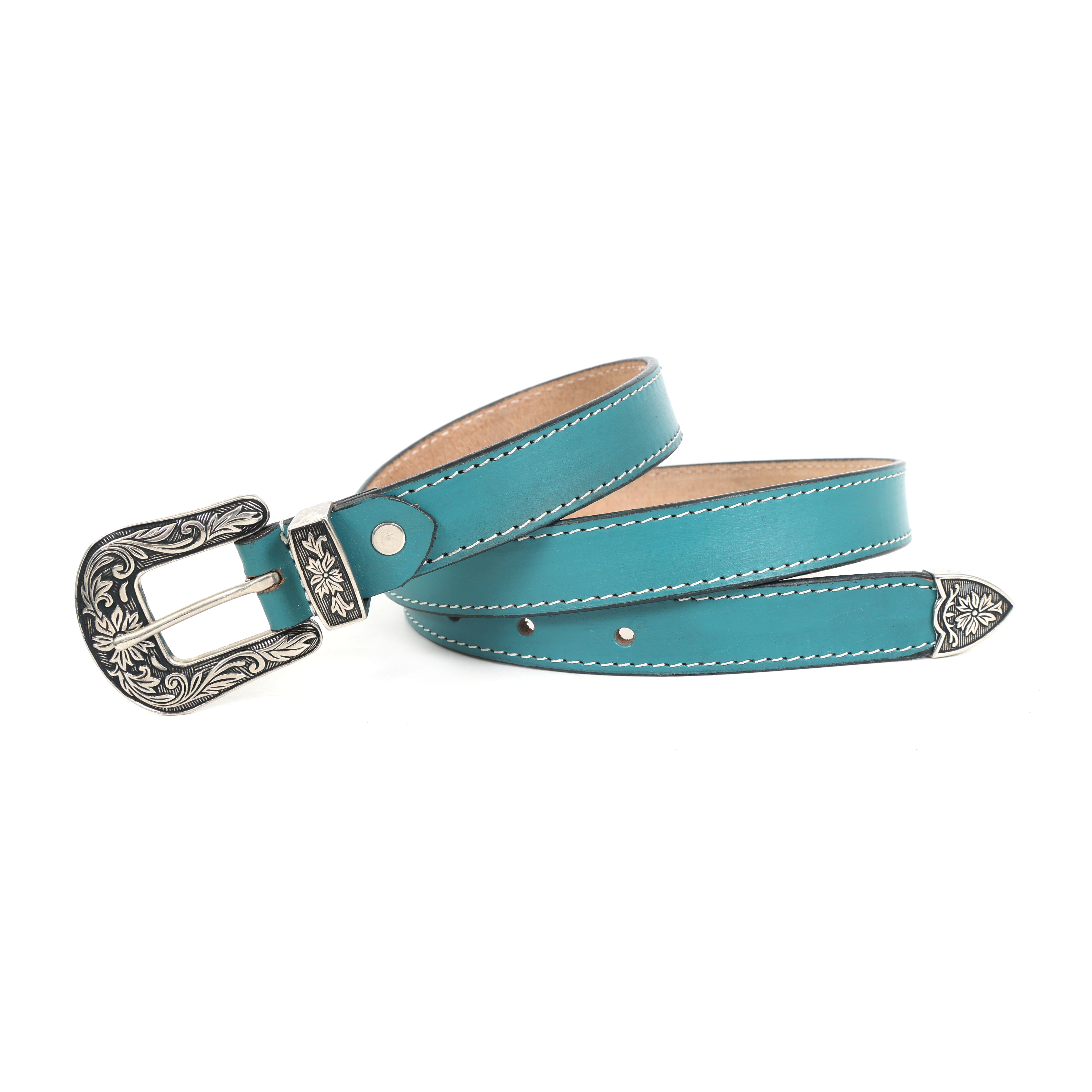 Handmade Leather Western Belt | Vintage Floral  Engraved Buckle Cowboy, Cowgirl Belt | Rustic Country Style  Belt for Men Women