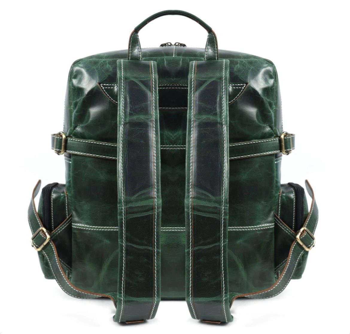 Genuine Leather Backpack for Men &  Women Green Travel Rucksack Laptop  Bag
