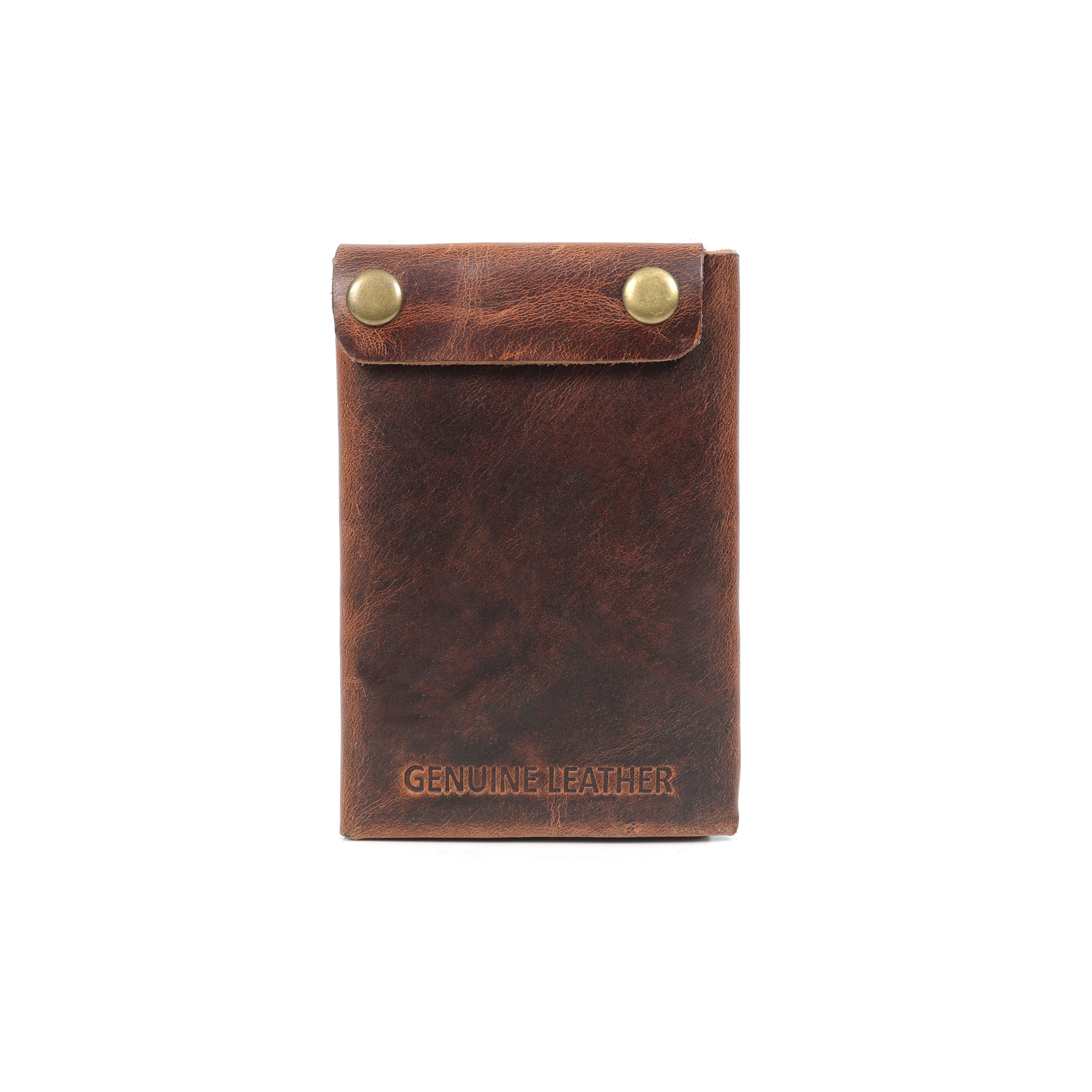 Unisex Premium Genuine Leather Envelope Wallet Vintage Handcrafted Card Holder Pouch with Button Closure Brown Minimal Wallet