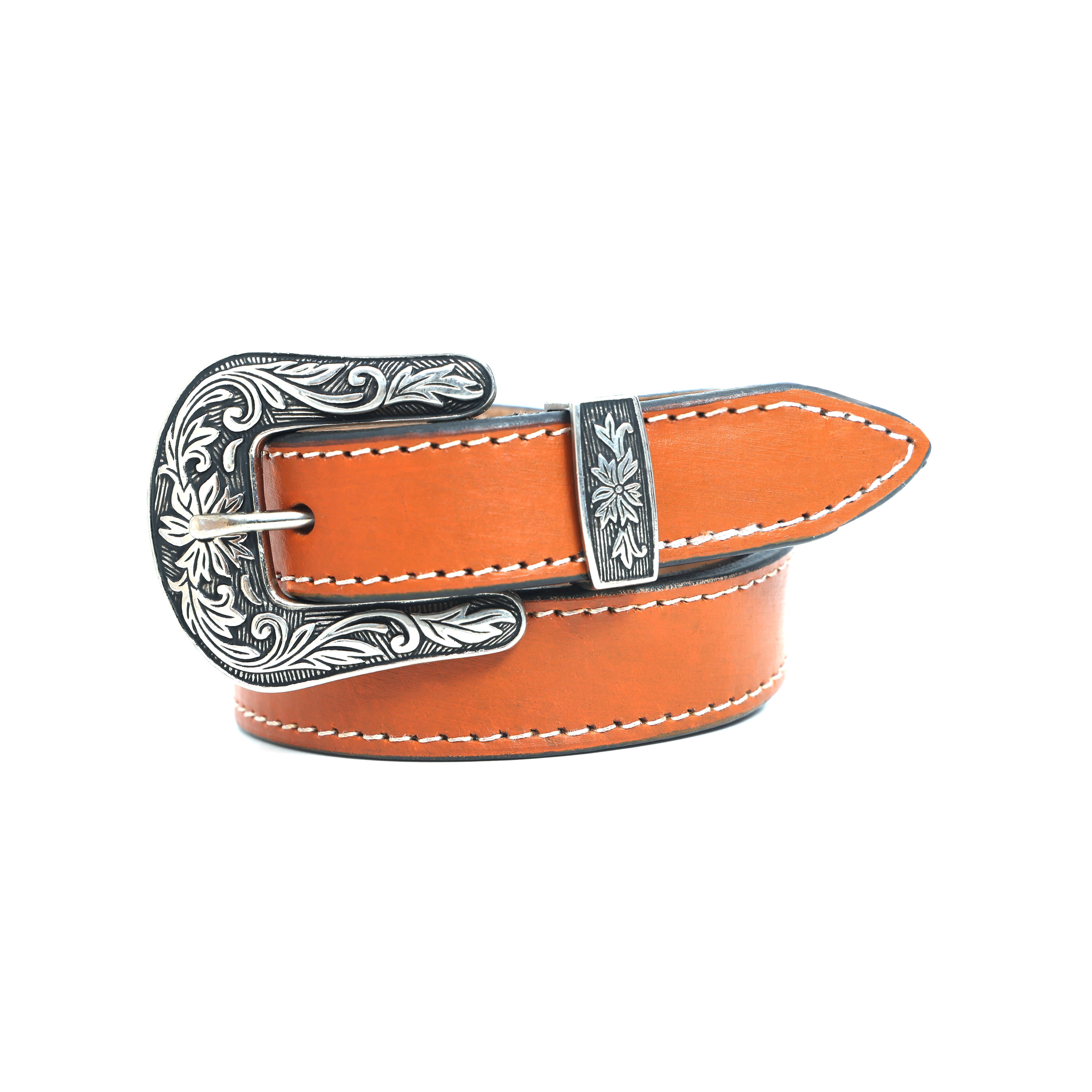 Unisex Genuine Leather Cowboy Cowgirl Belt Western Vintage Engraved Buckle Belt Stylish Casual & Party Wear Belt