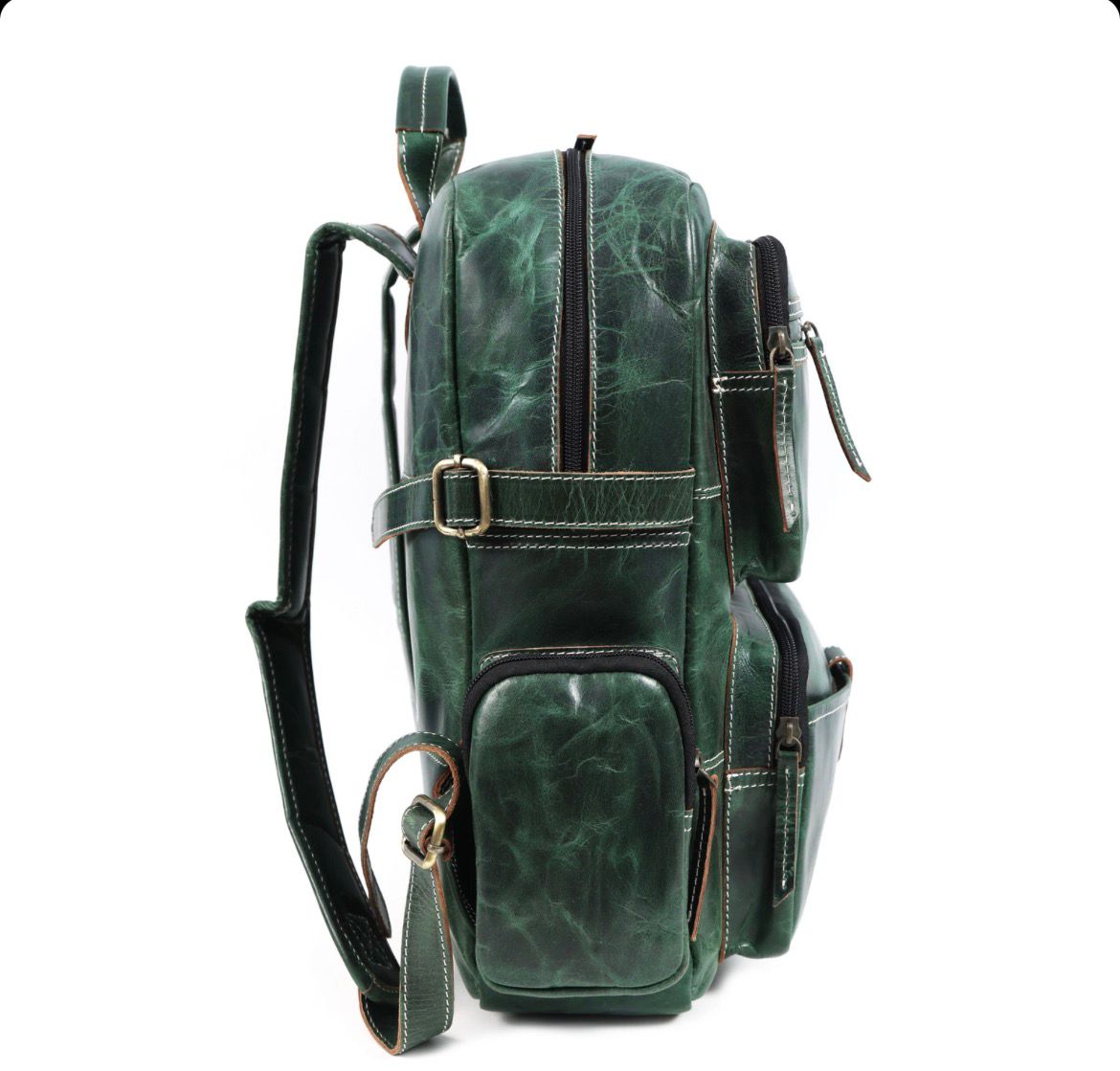 Genuine Leather Backpack for Men &  Women Green Travel Rucksack Laptop  Bag