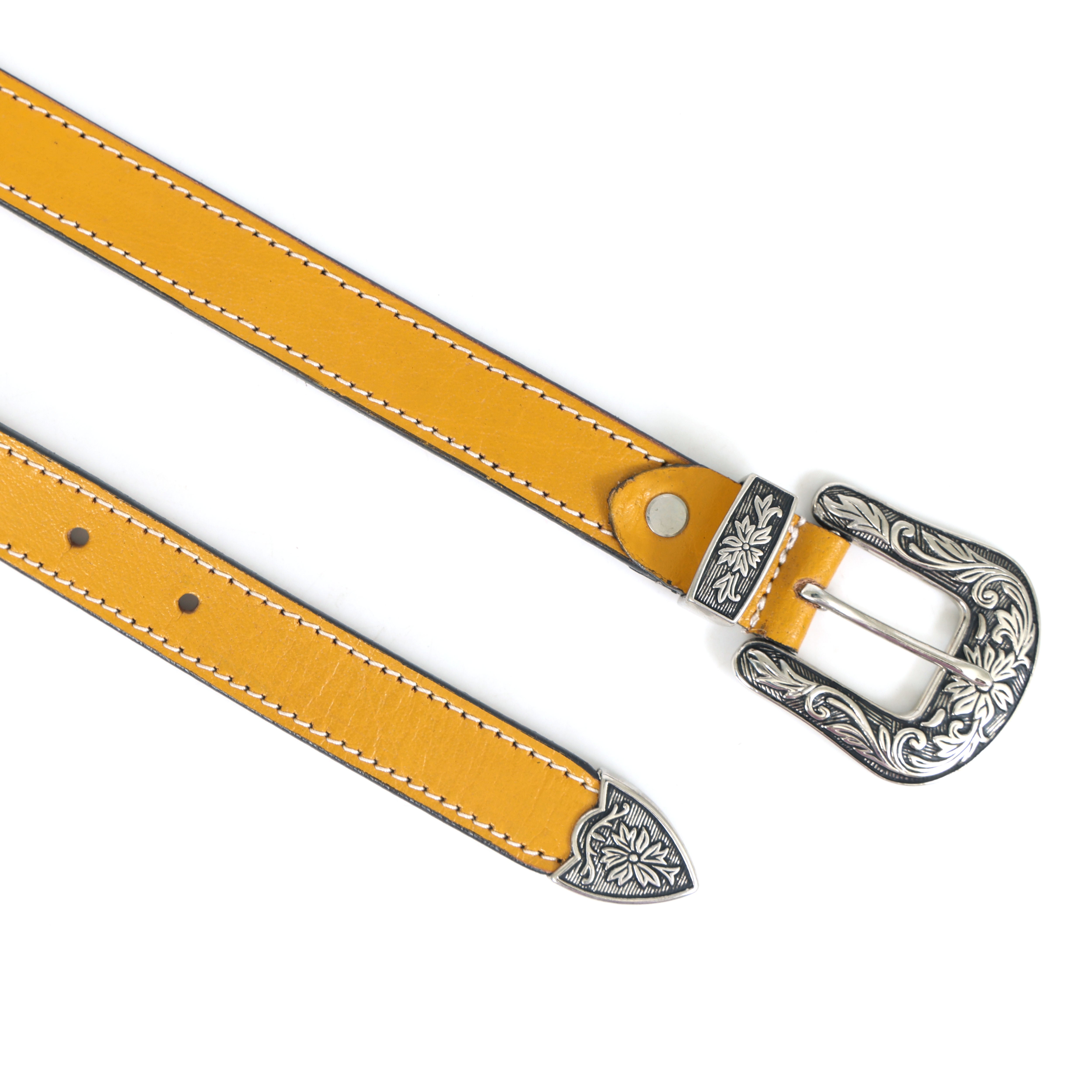 Handmade Leather Western Belt | Vintage Floral  Engraved Buckle Cowboy, Cowgirl Belt | Rustic Country Style  Belt for Men Women