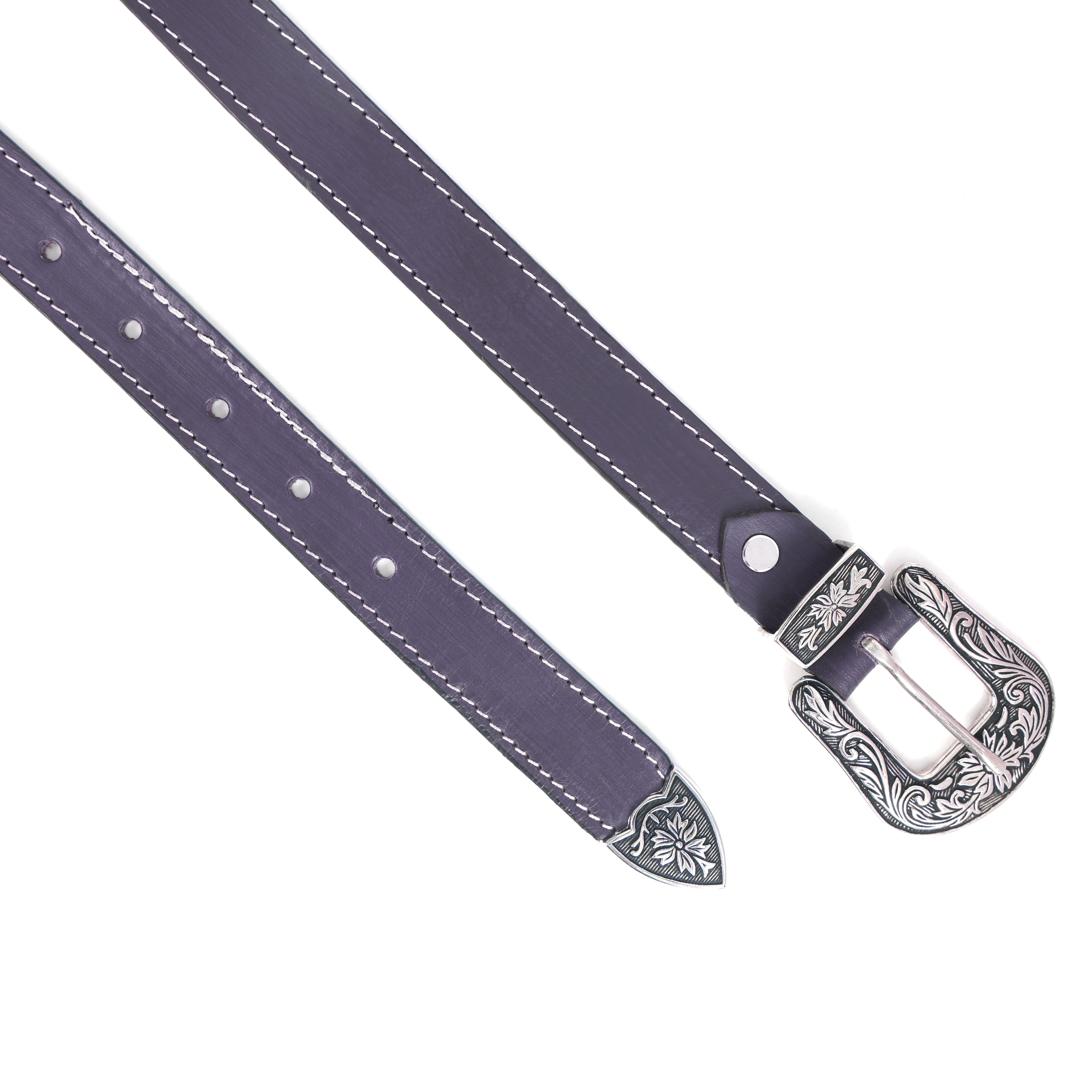 Handmade Leather Western Belt | Vintage Floral  Engraved Buckle Cowboy, Cowgirl Belt | Rustic Country Style  Belt for Men Women