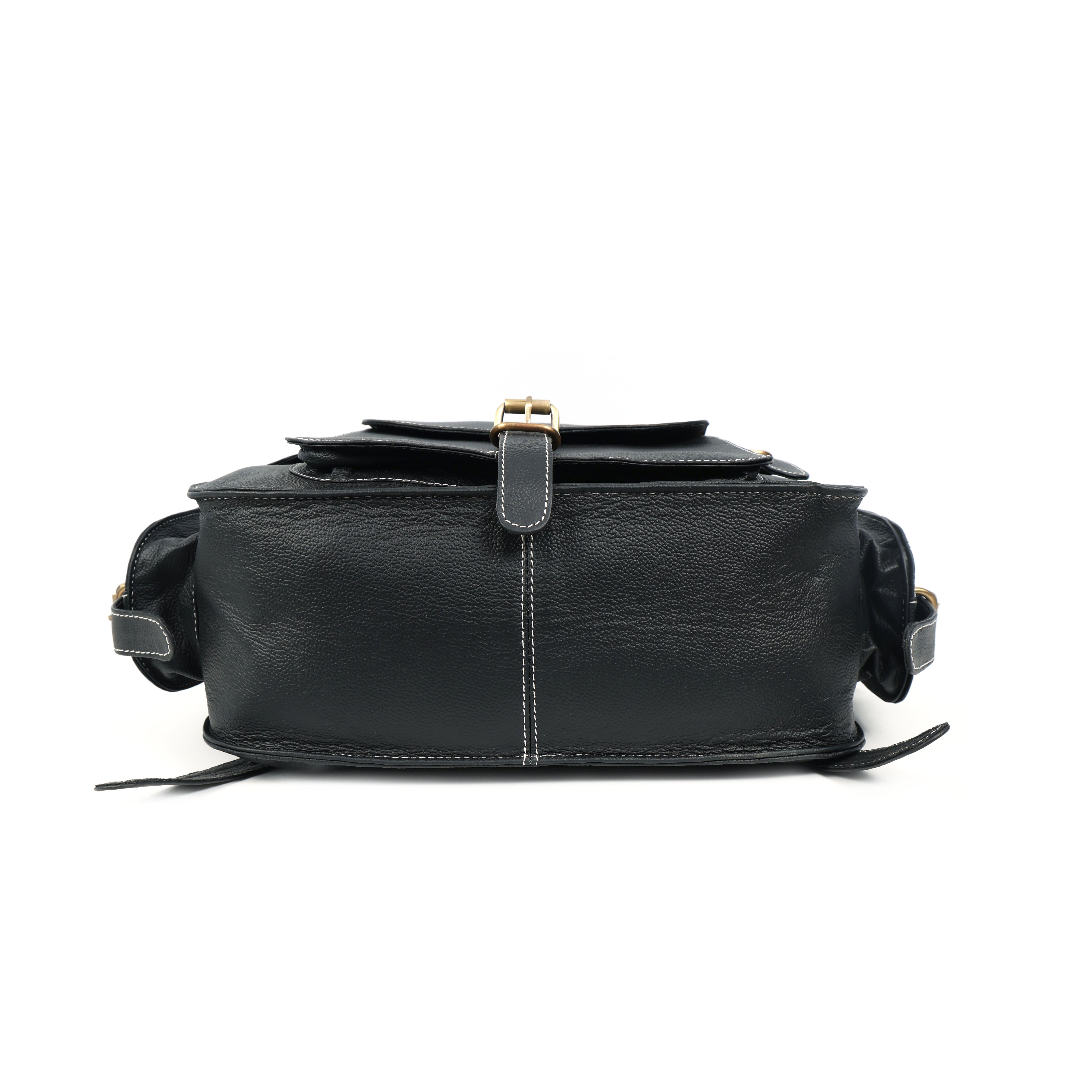 Handmade Black Leather Backpack Durable Everyday Carry Bag