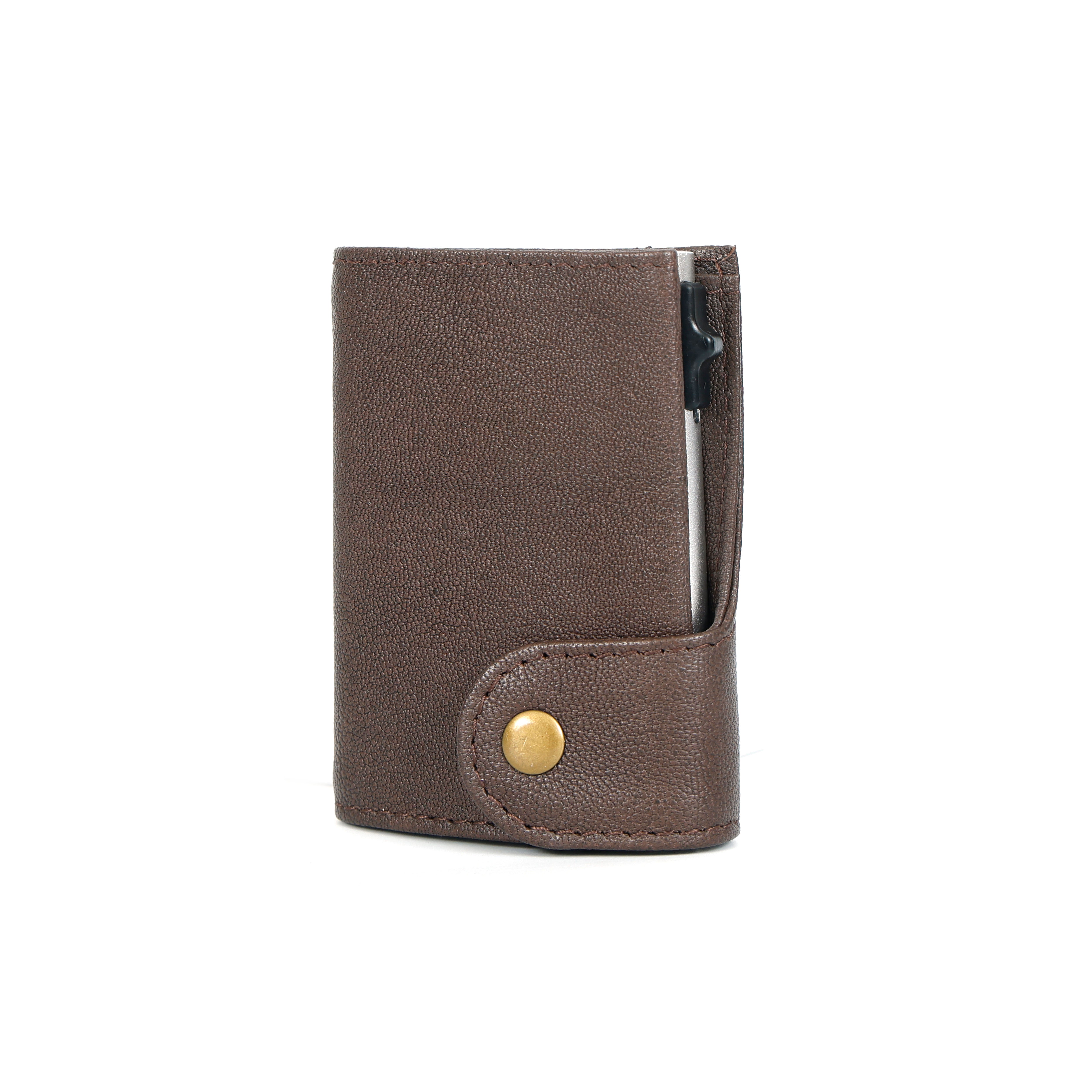 Genuine Leather Pop-Up Card Holder Slim RFID Blocking Wallet