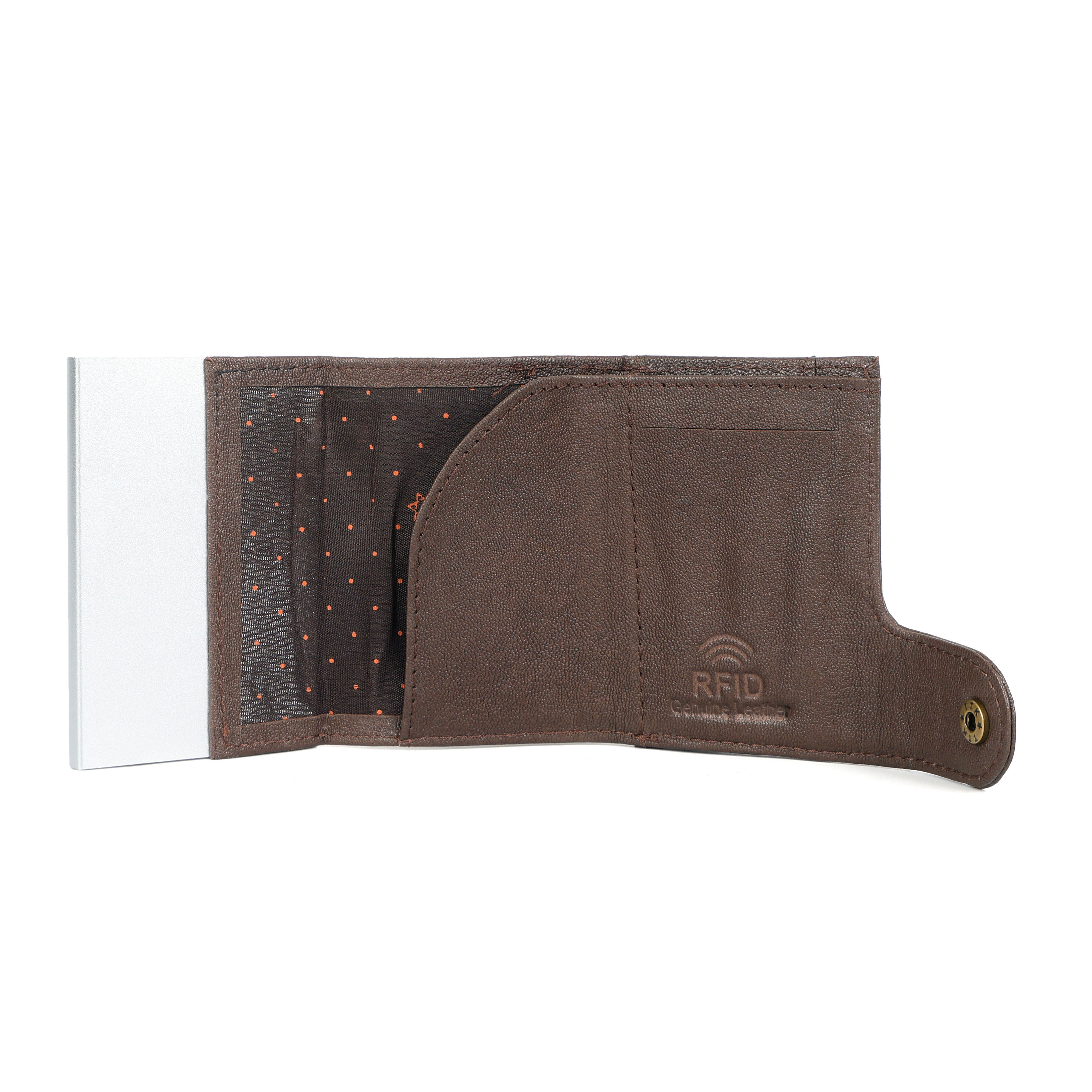 Genuine Leather Pop-Up Card Holder Slim RFID Blocking Wallet