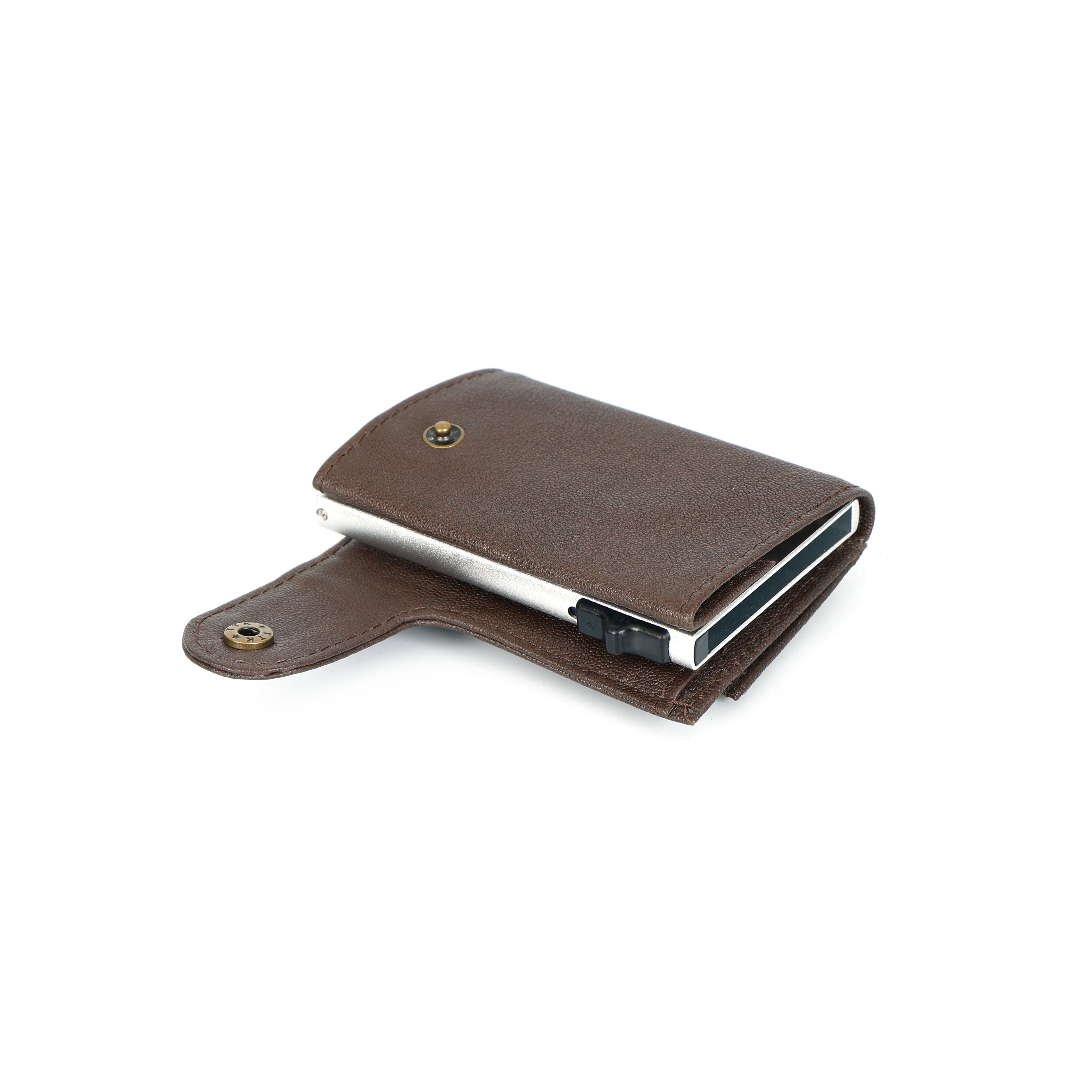 Genuine Leather Pop-Up Card Holder Slim RFID Blocking Wallet