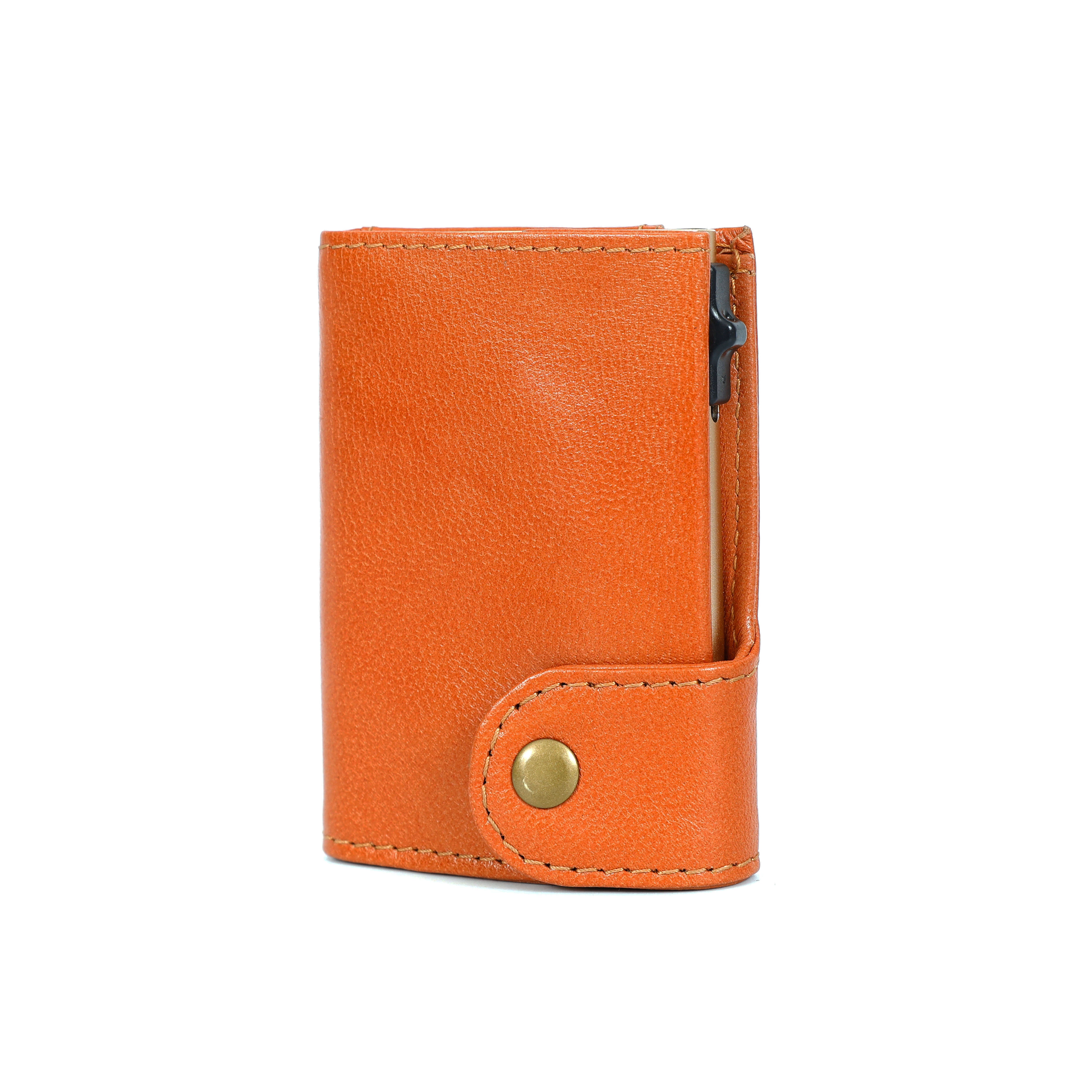 Premium Leather Card Holder Pop-Up Mechanism & RFID Protection