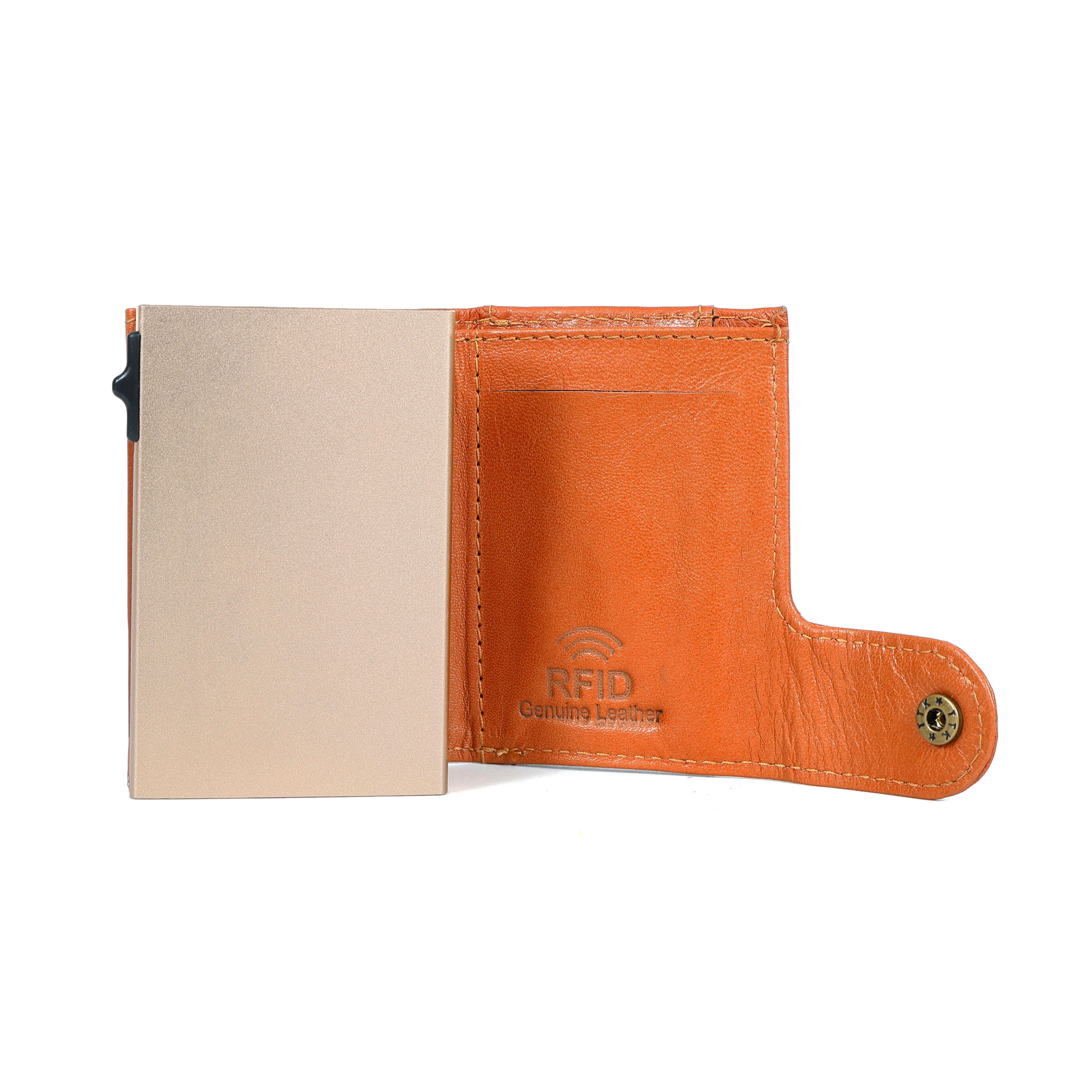 Premium Leather Card Holder Pop-Up Mechanism & RFID Protection