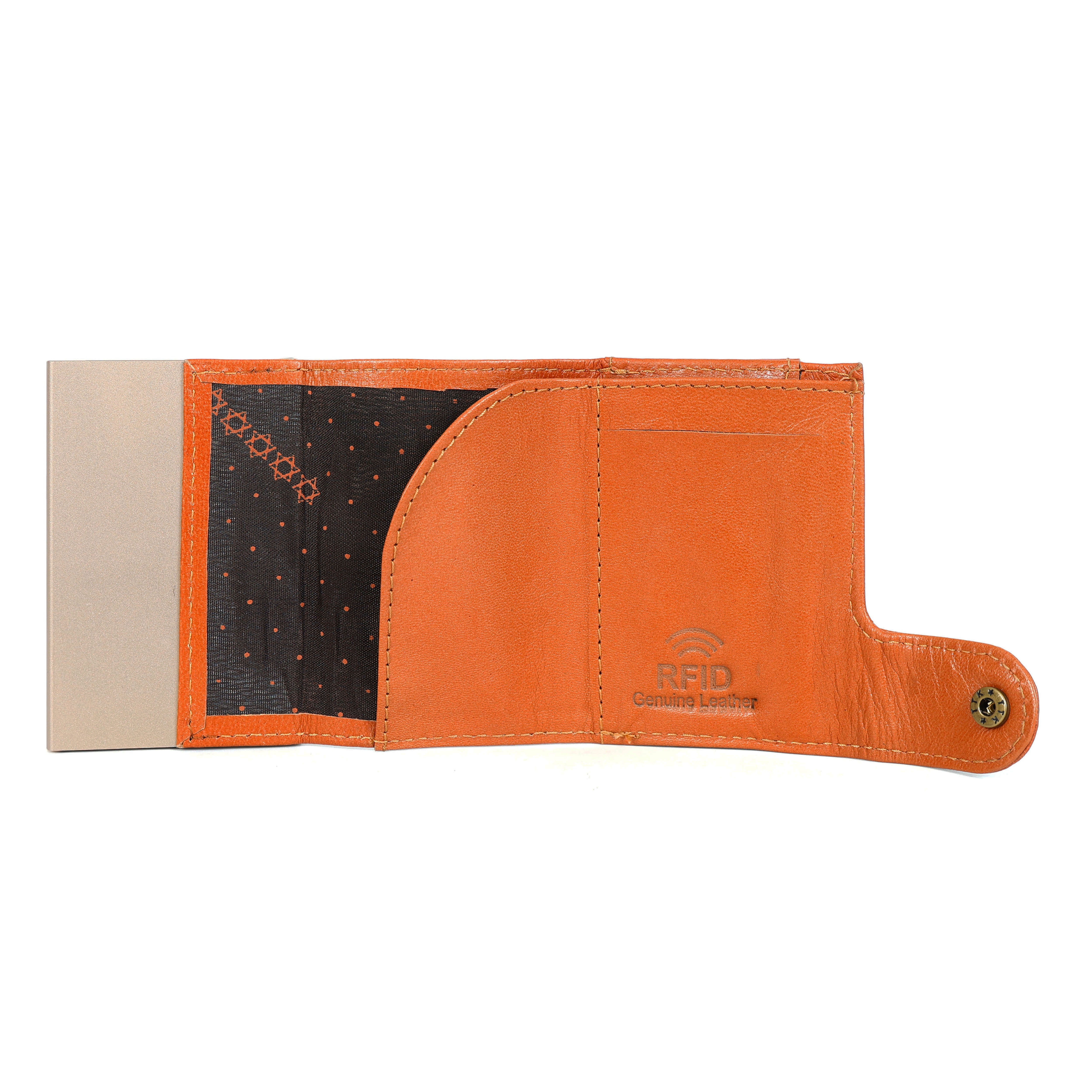 Premium Leather Card Holder Pop-Up Mechanism & RFID Protection