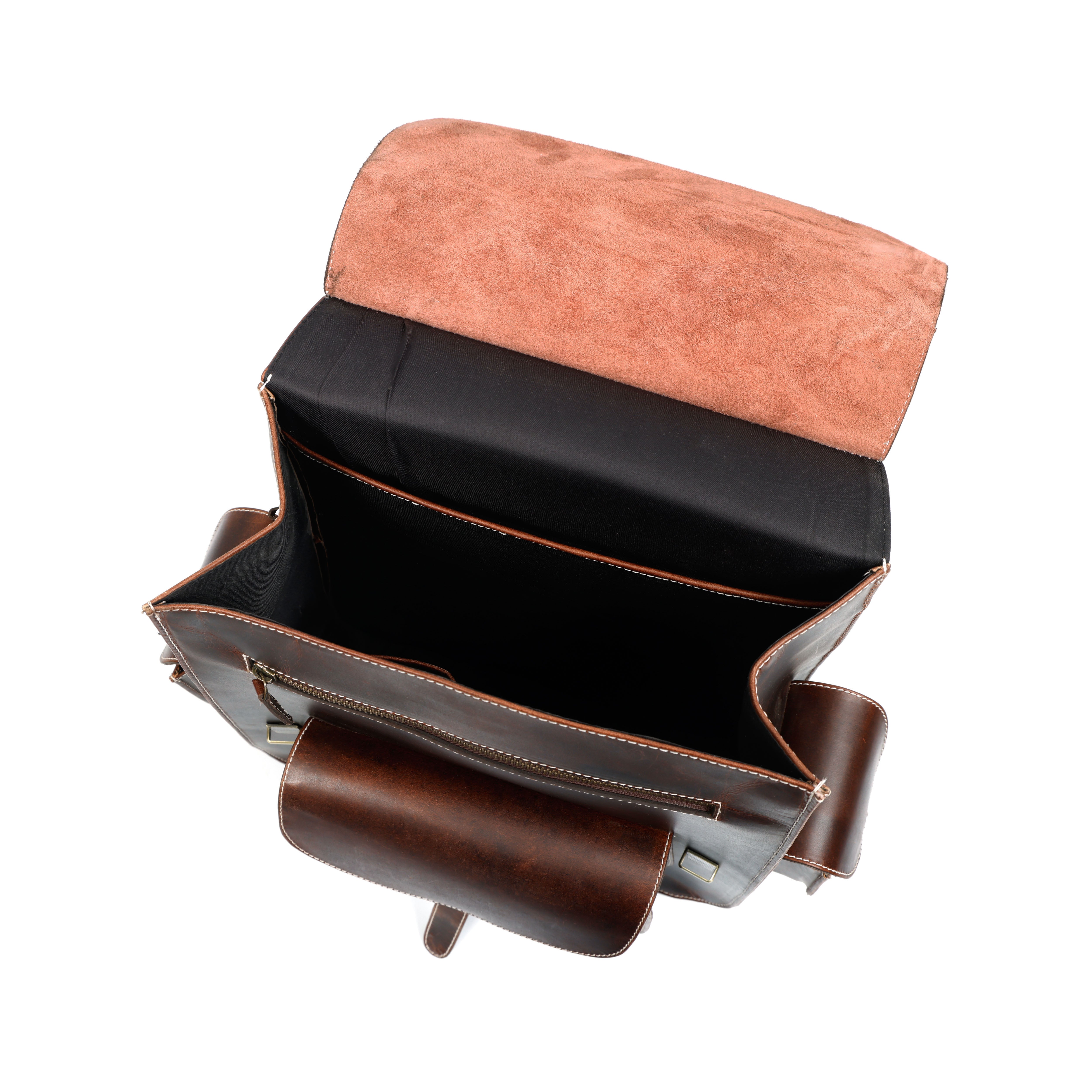 Handmade Brown Leather Backpack Stylish Travel & Office Bag