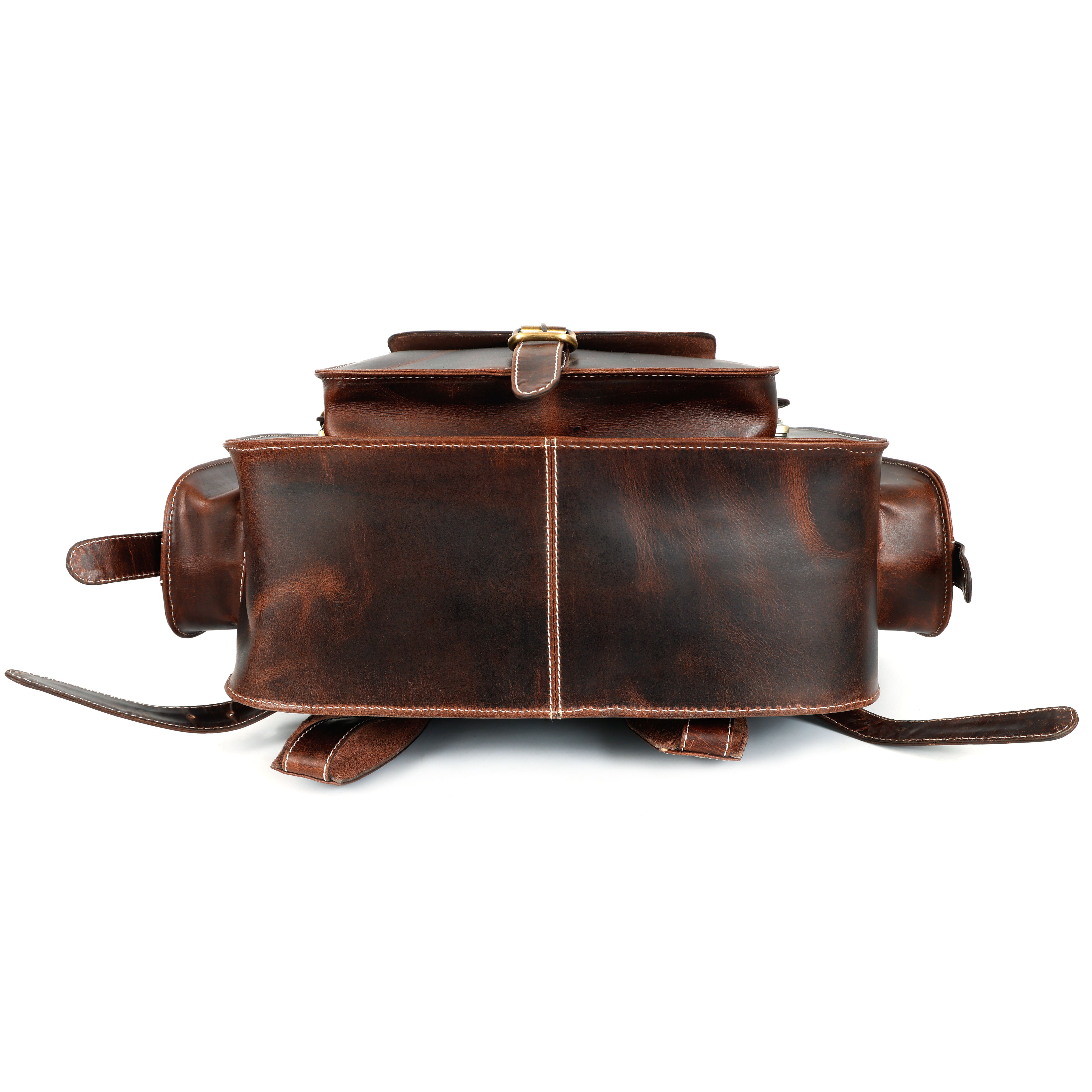 Handmade Brown Leather Backpack Stylish Travel & Office Bag