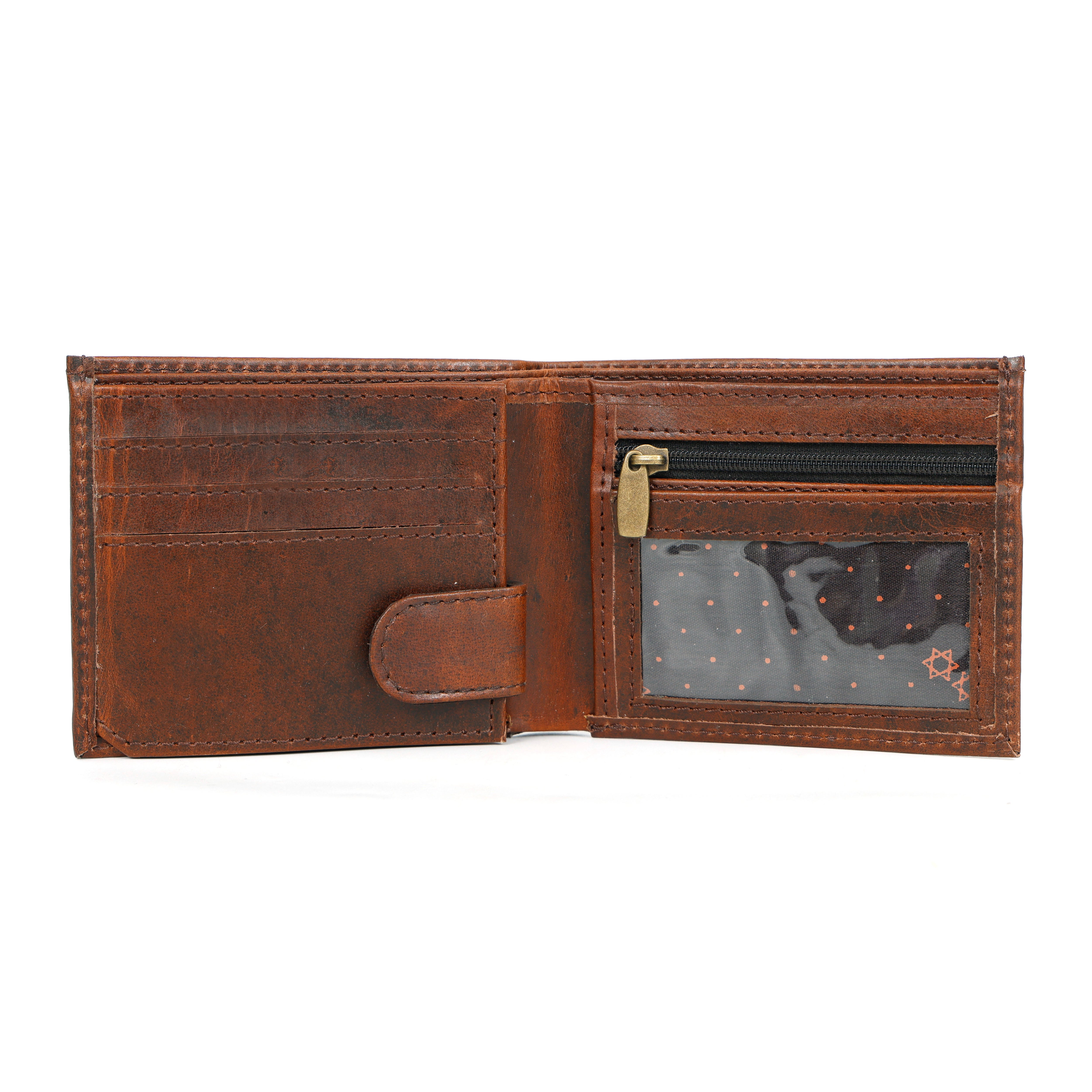 Vintage Brown Leather Wallet with Celtic Knot Design