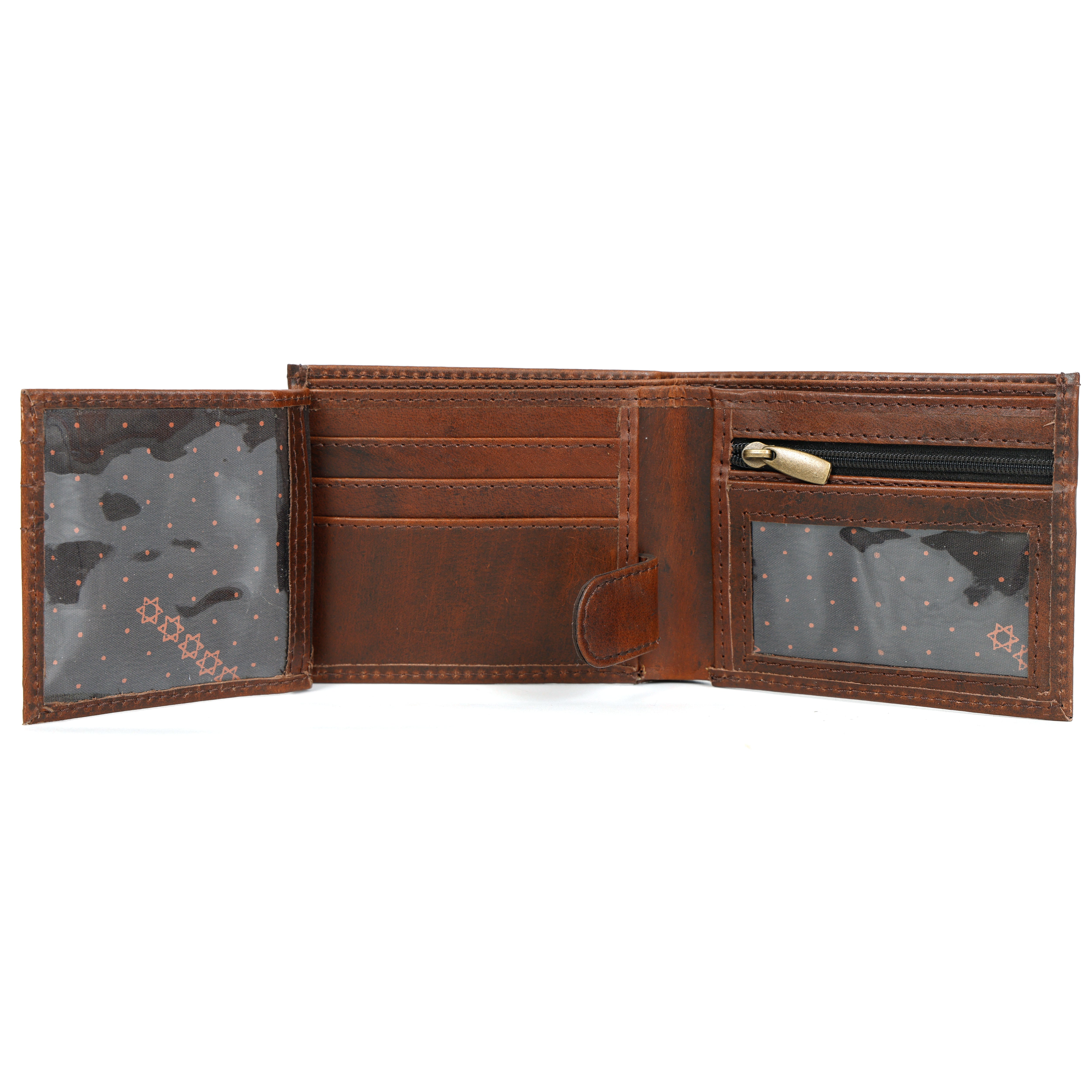 Vintage Brown Leather Wallet with Celtic Knot Design