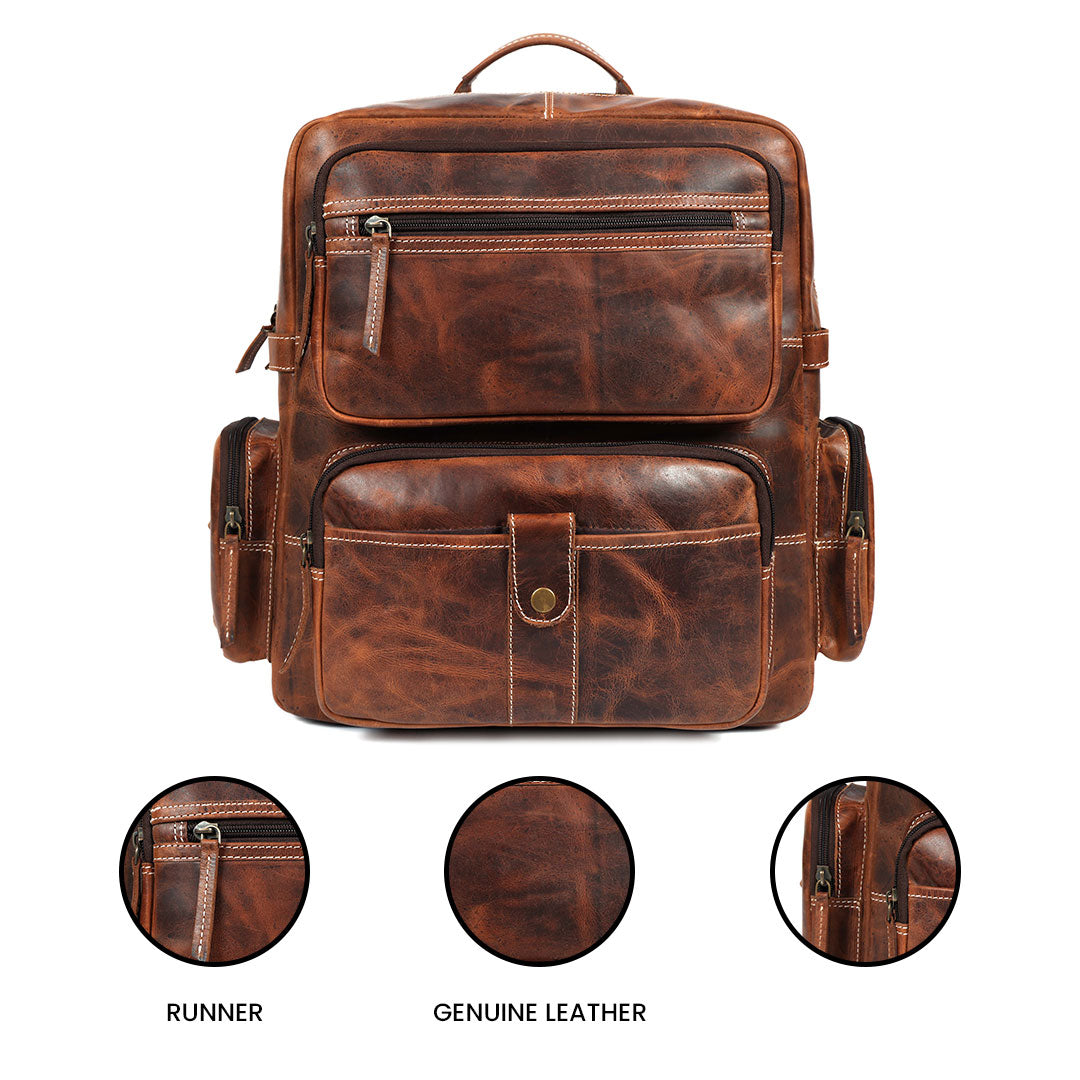 Genuine Leather Backpack for Men &  Women Brown Travel Rucksack Laptop  Bag