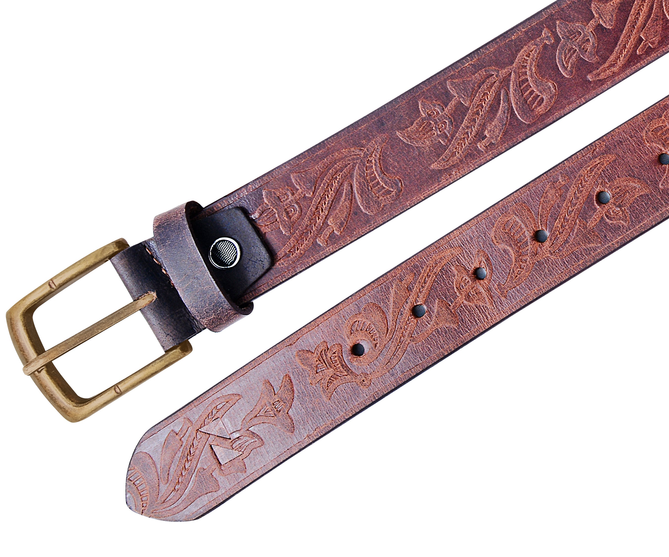 Brand New Handmade Genuine Leather Belt for Men |  Western Floral Embossed Design | Vintage Leather Belt