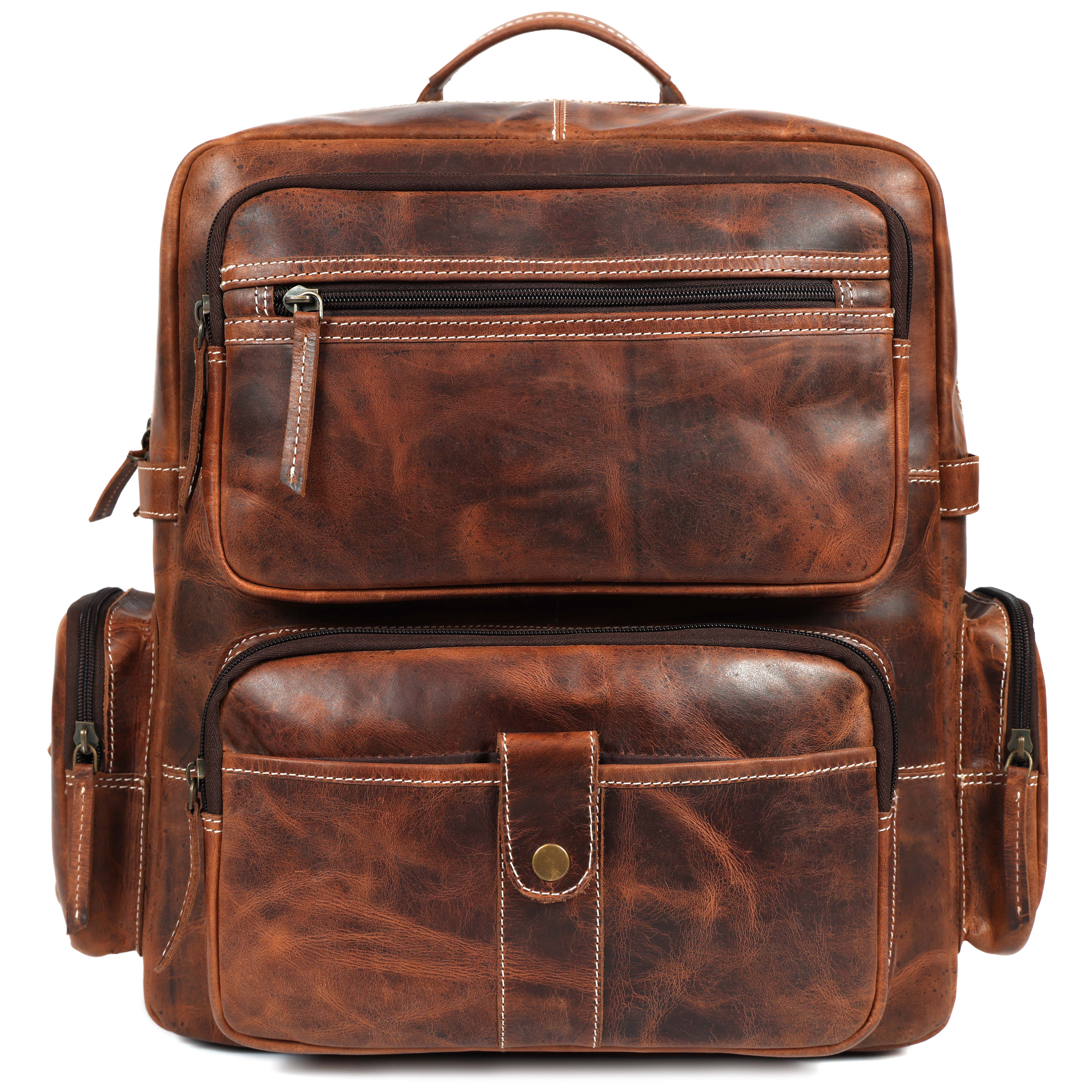 Genuine Leather Backpack for Men &  Women Brown Travel Rucksack Laptop  Bag