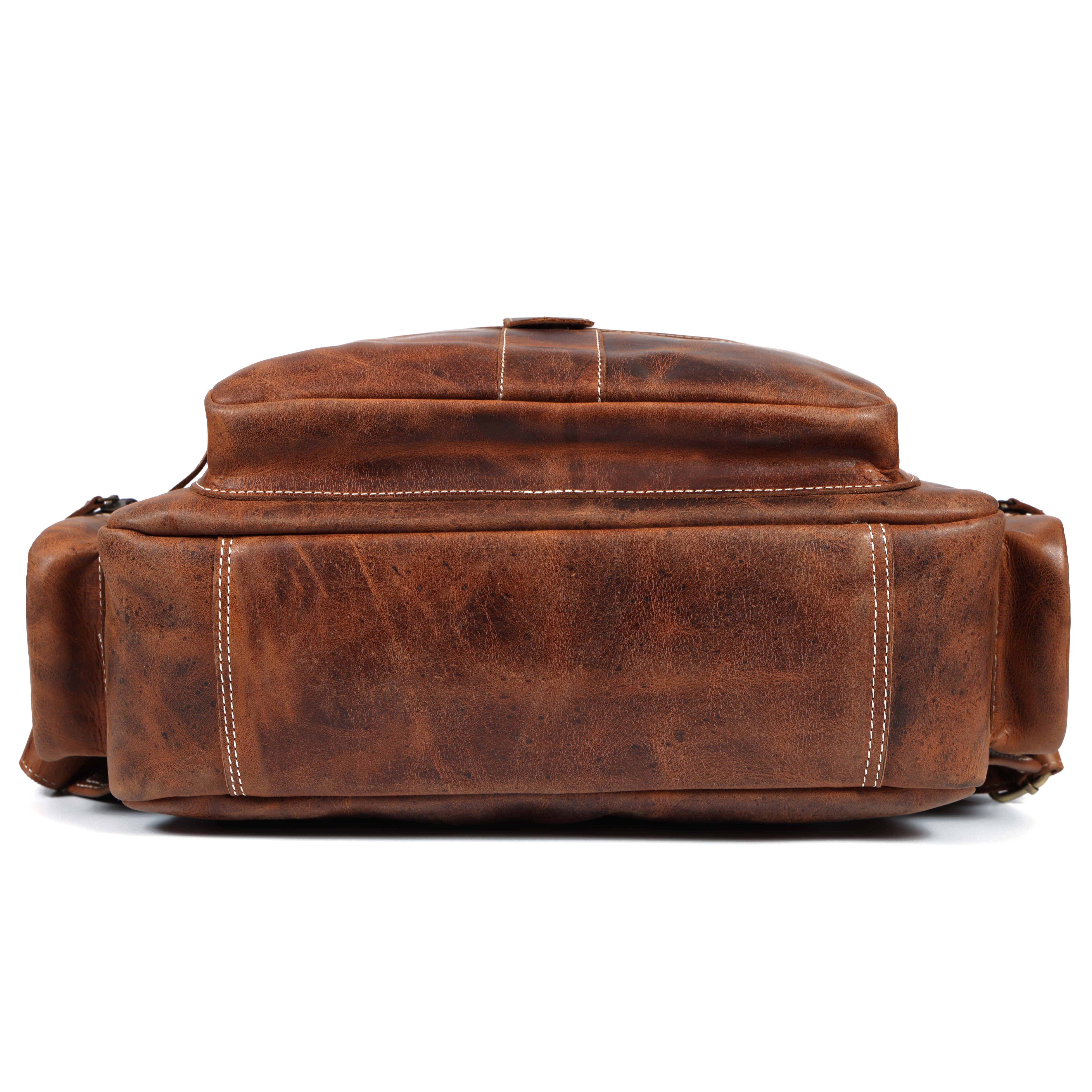 Genuine Leather Backpack for Men &  Women Brown Travel Rucksack Laptop  Bag