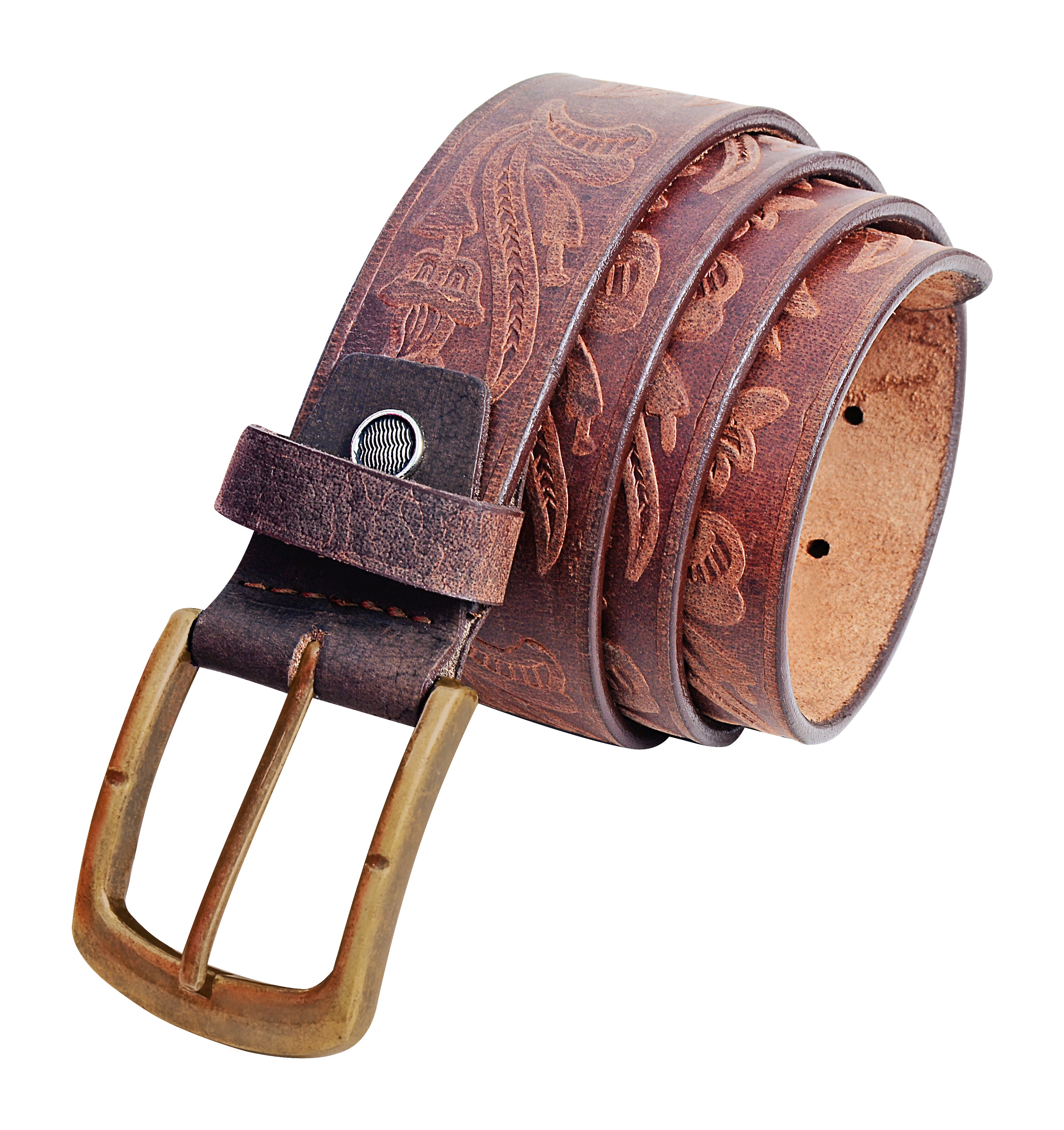 Brand New Handmade Genuine Leather Belt for Men |  Western Floral Embossed Design | Vintage Leather Belt