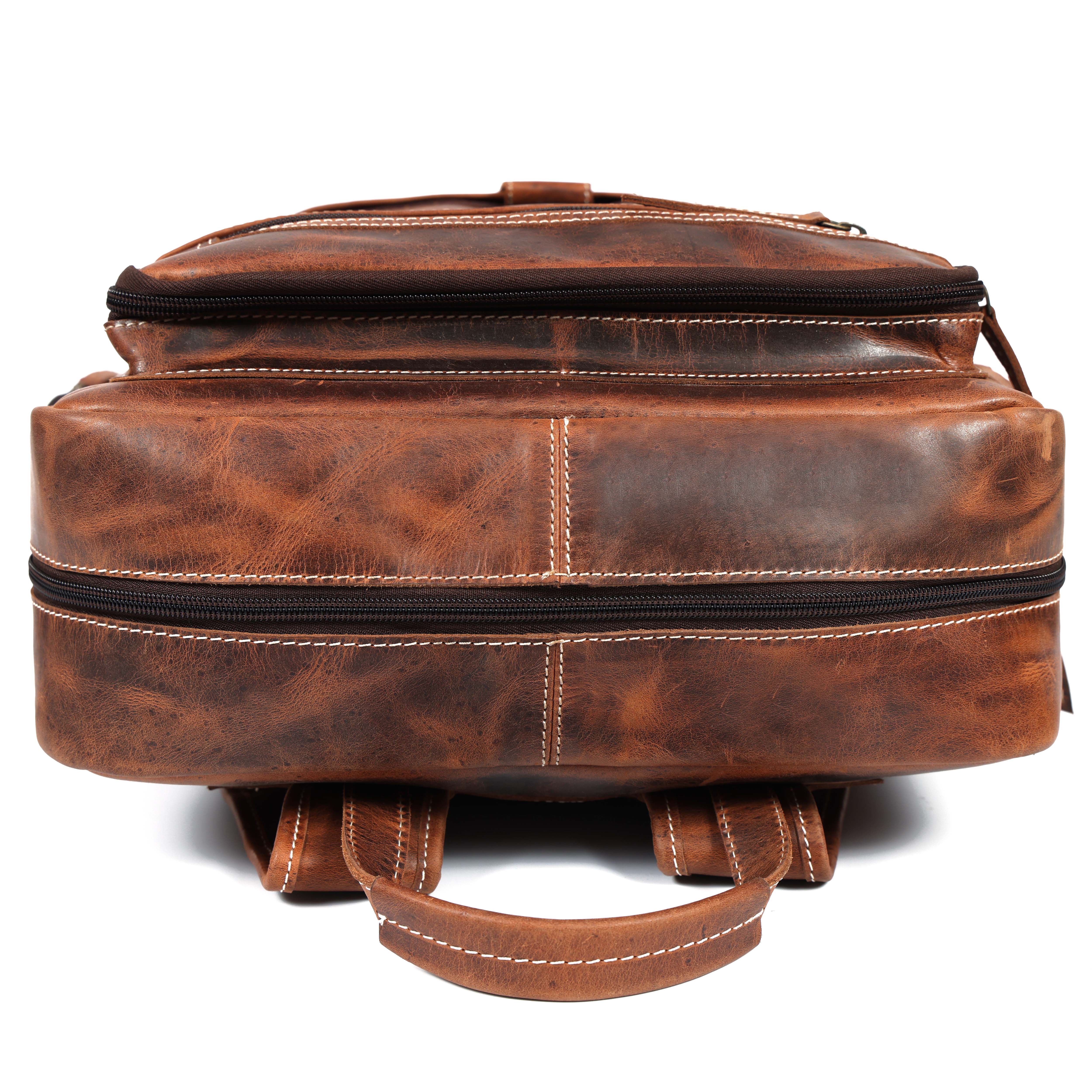 Genuine Leather Backpack for Men &  Women Brown Travel Rucksack Laptop  Bag