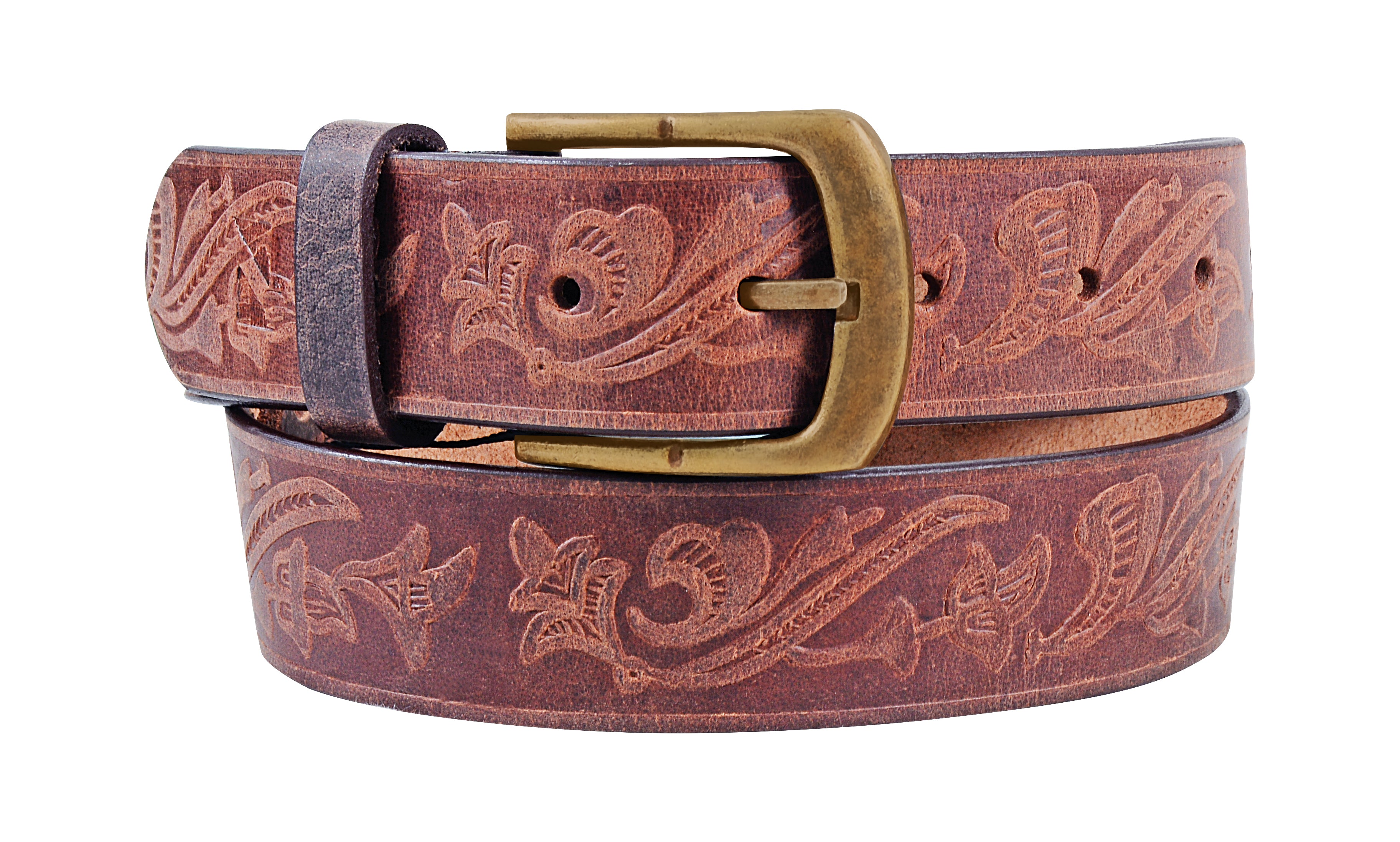 Brand New Handmade Genuine Leather Belt for Men |  Western Floral Embossed Design | Vintage Leather Belt
