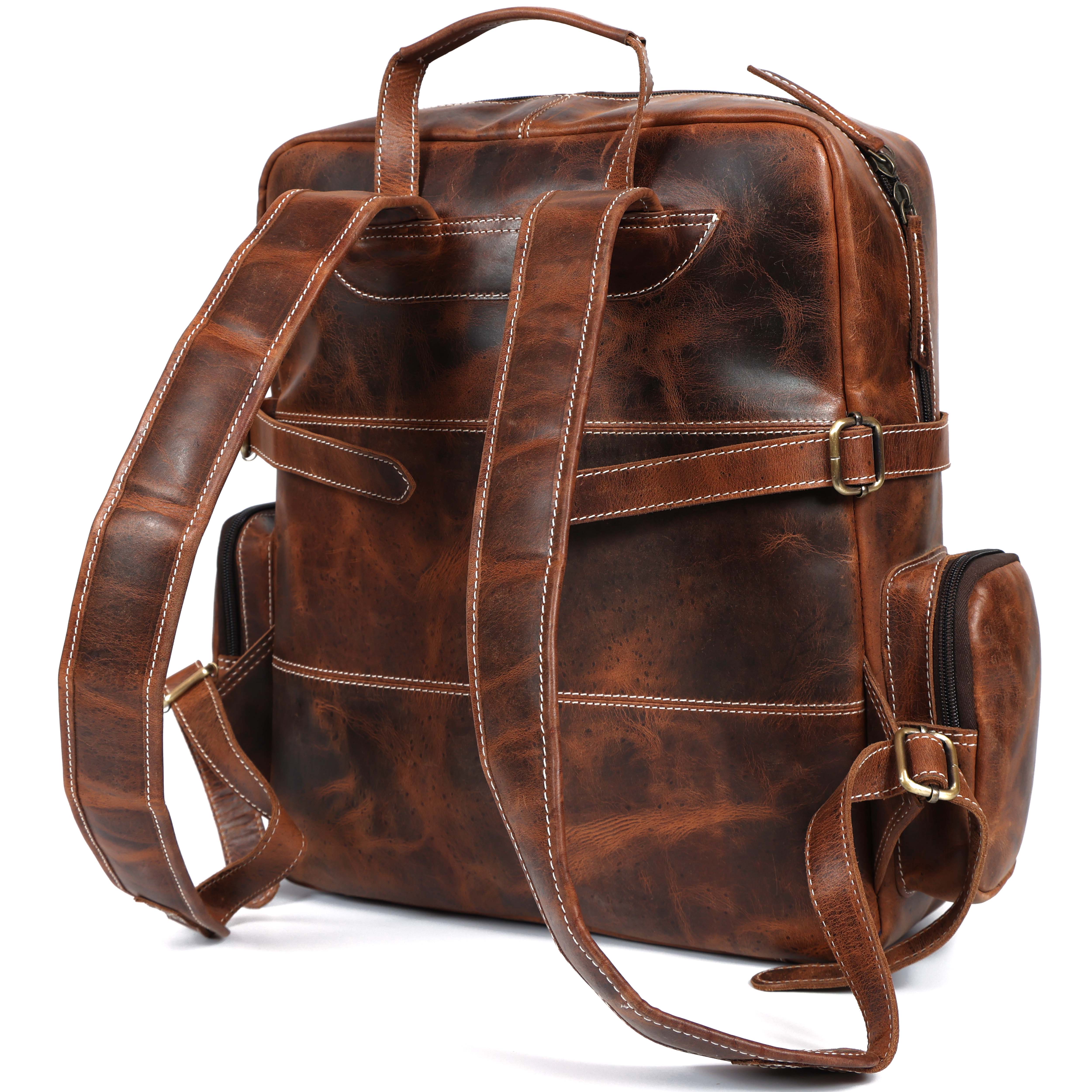 Genuine Leather Backpack for Men &  Women Brown Travel Rucksack Laptop  Bag