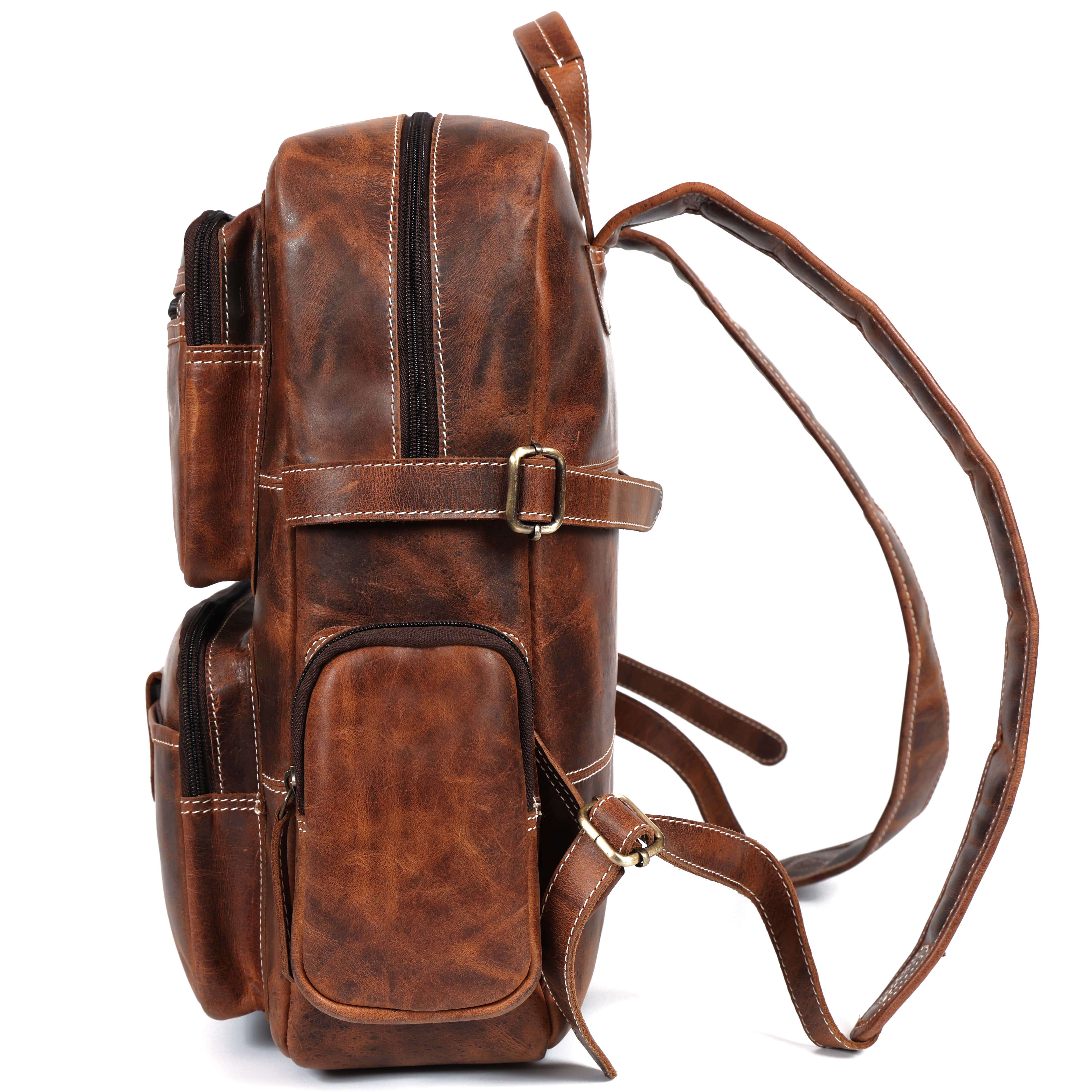 Genuine Leather Backpack for Men &  Women Brown Travel Rucksack Laptop  Bag