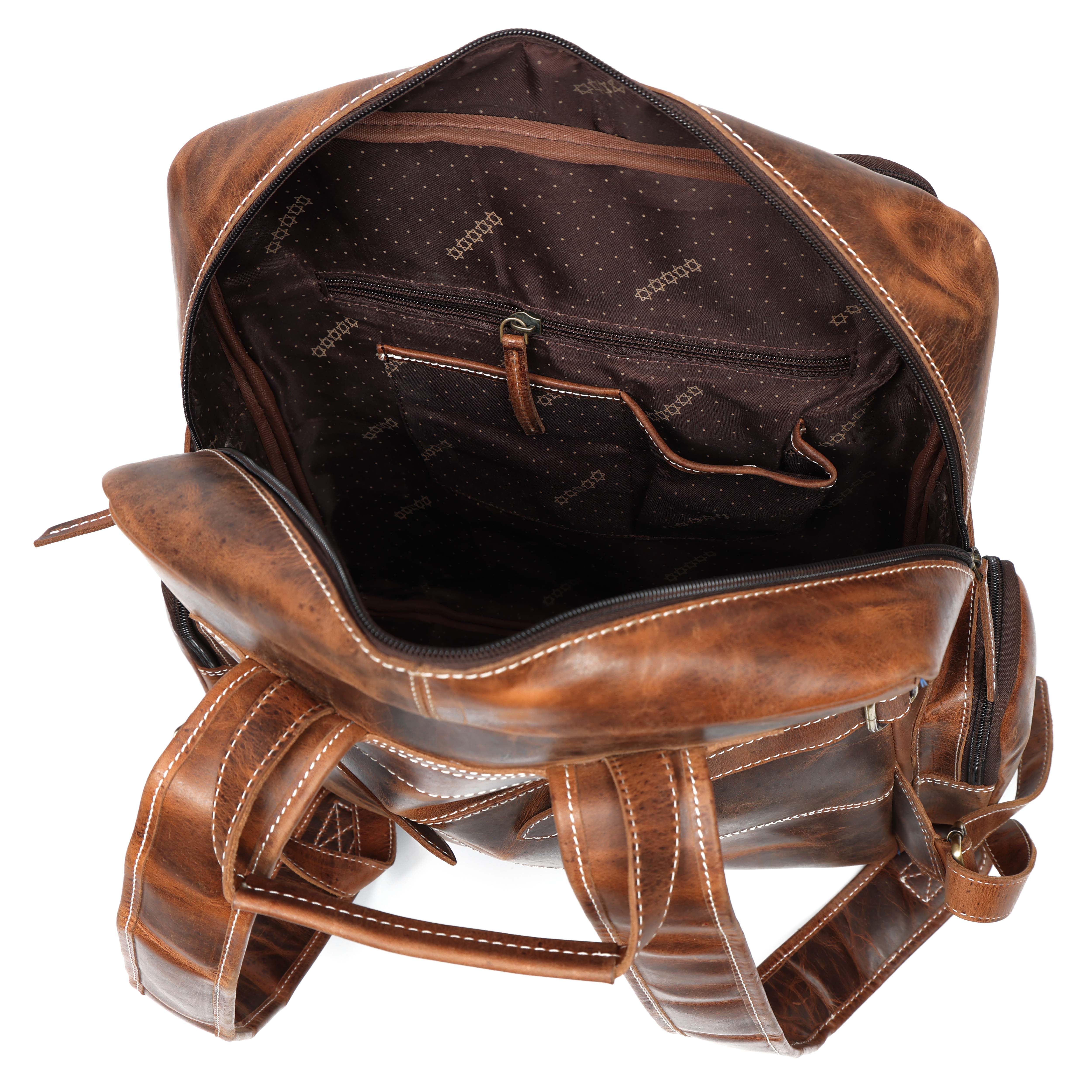 Genuine Leather Backpack for Men &  Women Brown Travel Rucksack Laptop  Bag