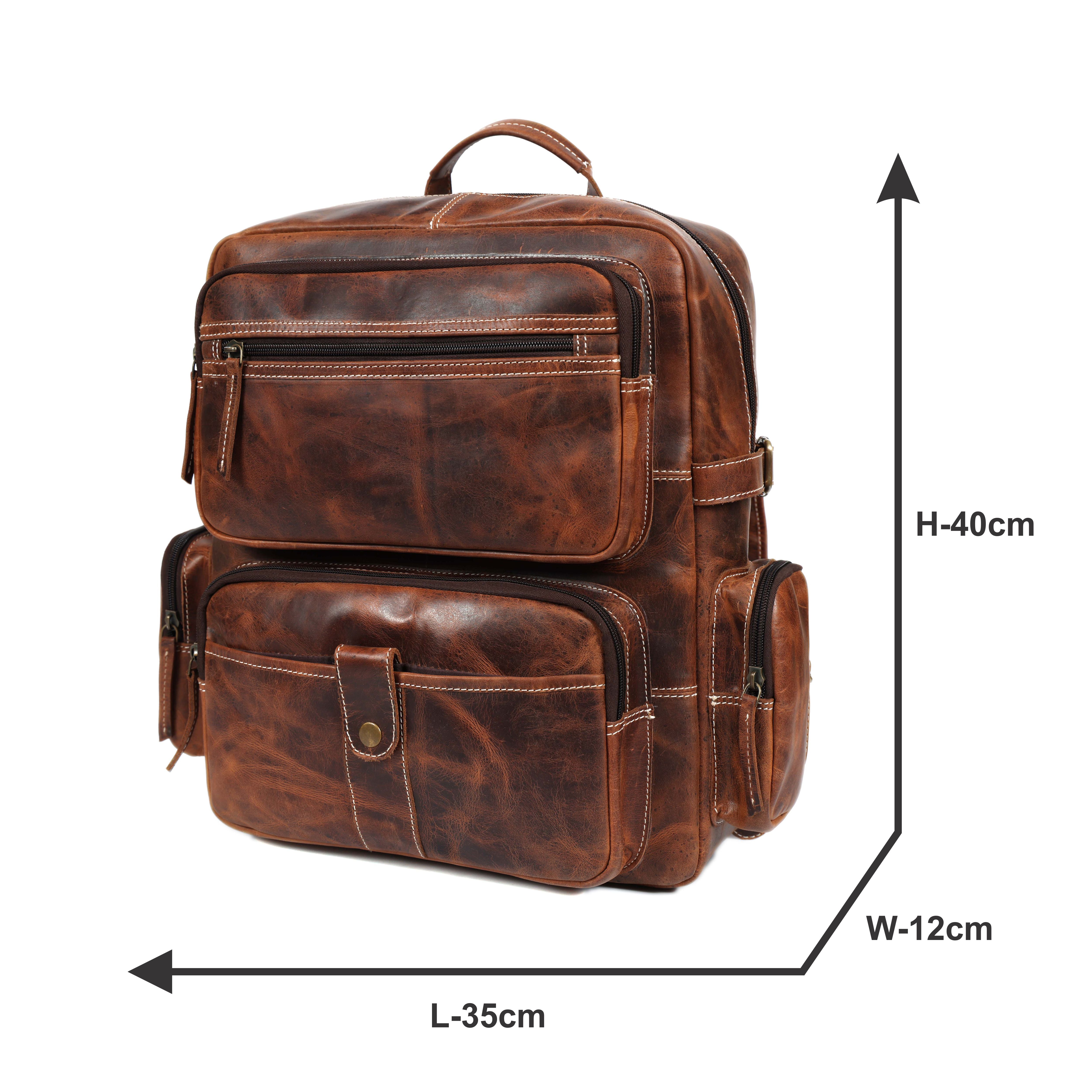 Genuine Leather Backpack for Men &  Women Brown Travel Rucksack Laptop  Bag