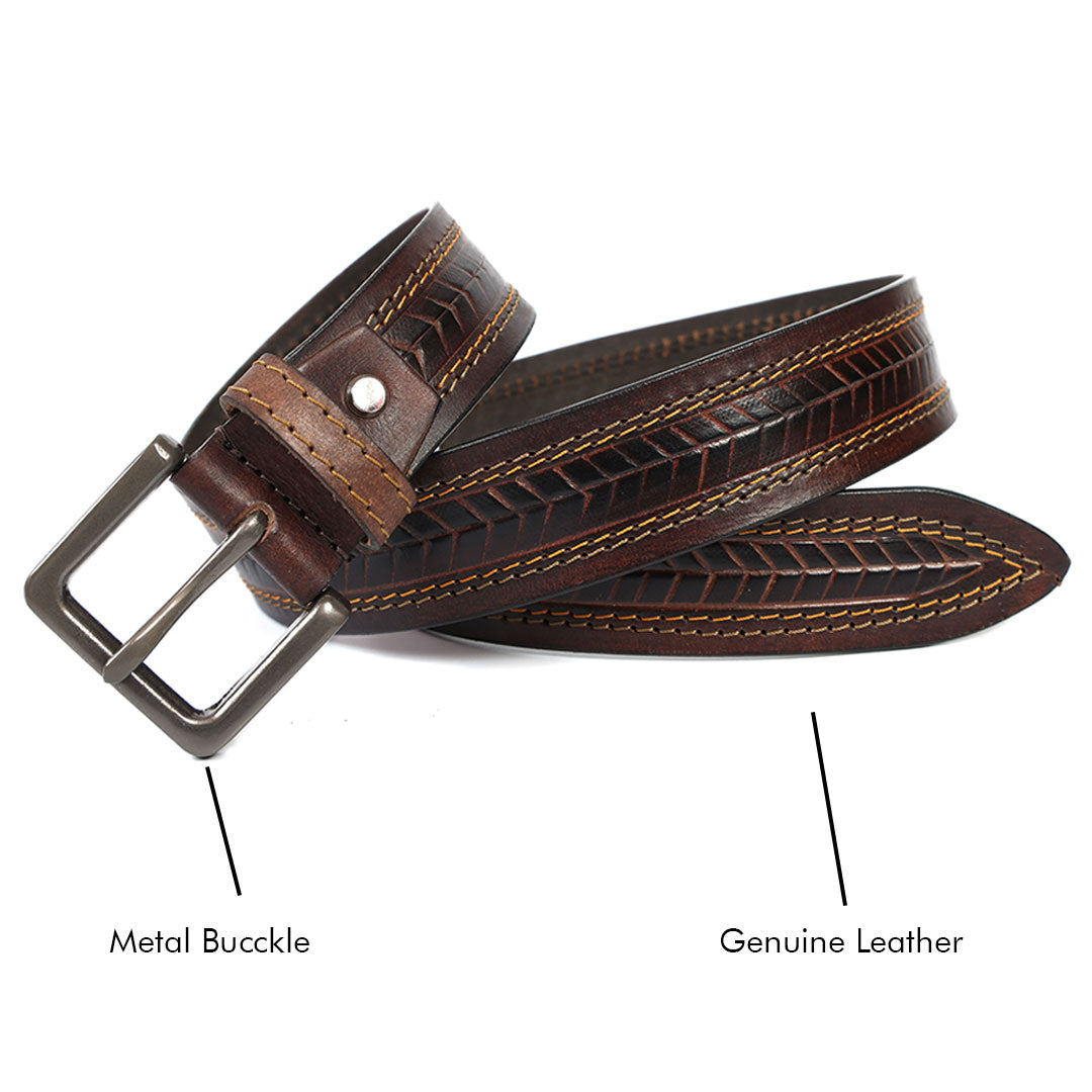 Brand New Handmade Genuine Leather Belt for Men |  Western Floral Embossed Design | Vintage Leather Belt