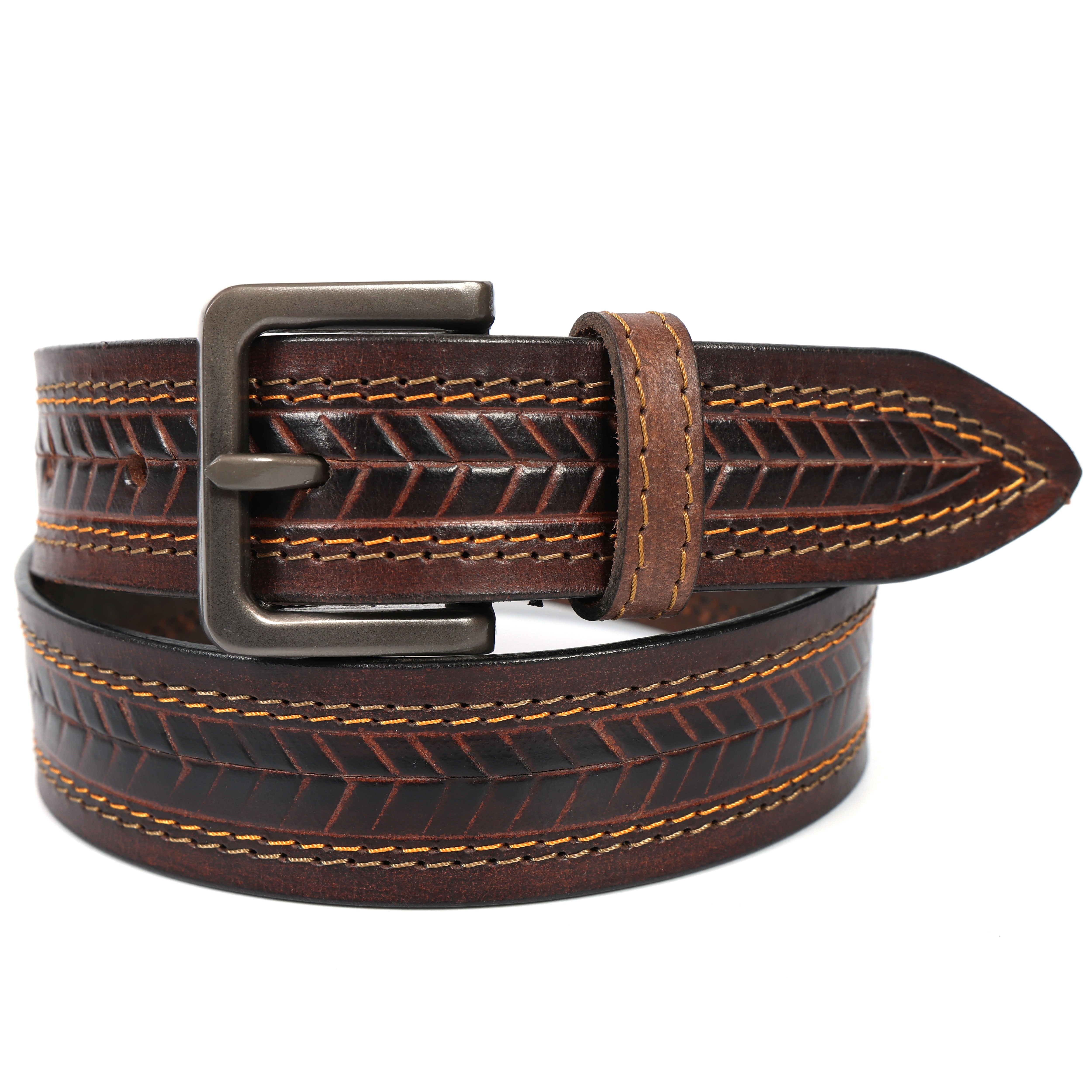Brand New Handmade Genuine Leather Belt for Men |  Western Floral Embossed Design | Vintage Leather Belt