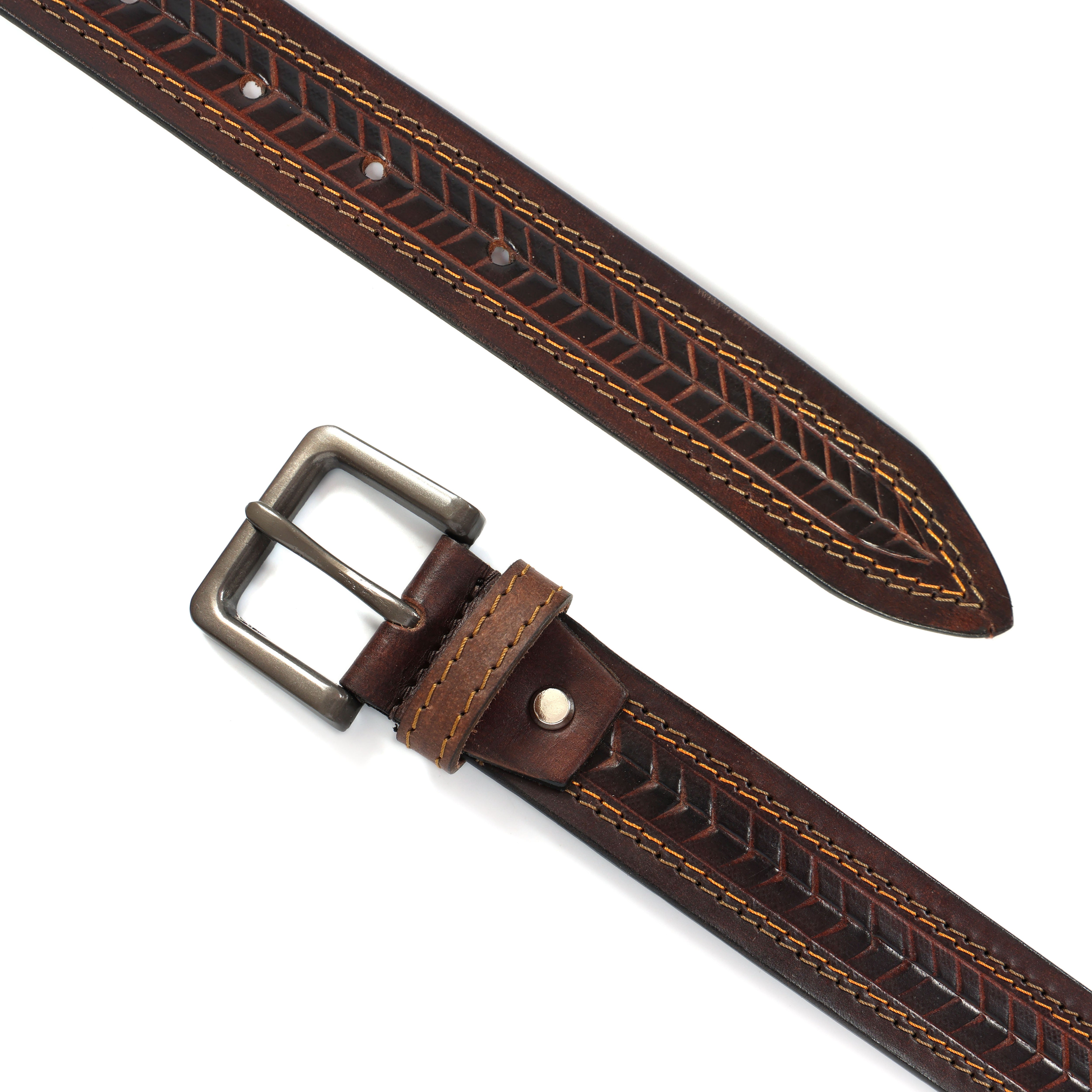 Brand New Handmade Genuine Leather Belt for Men |  Western Floral Embossed Design | Vintage Leather Belt