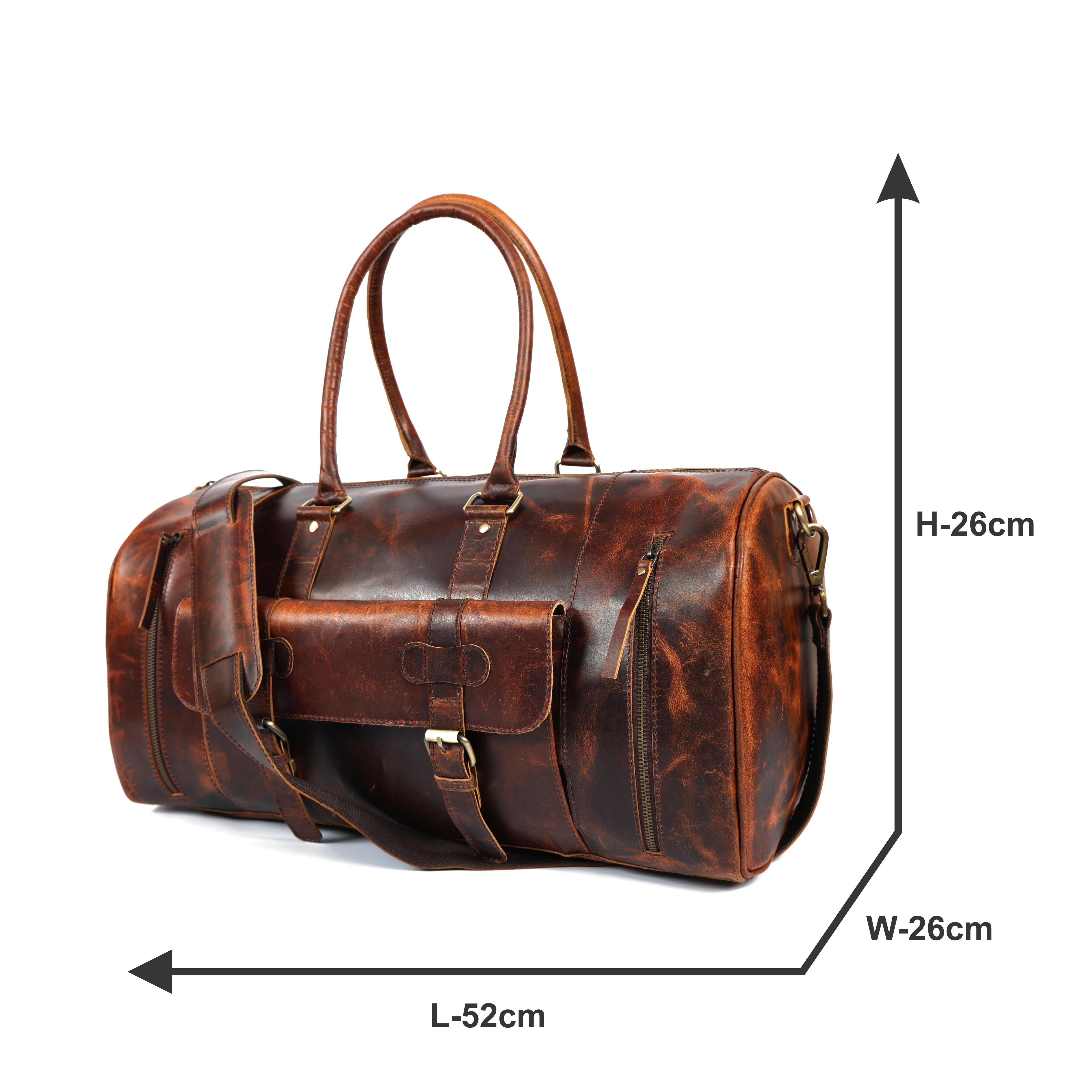 Classic Brown Leather Weekender Bag – Handcrafted Leather Duffle Bag for Travel & Style