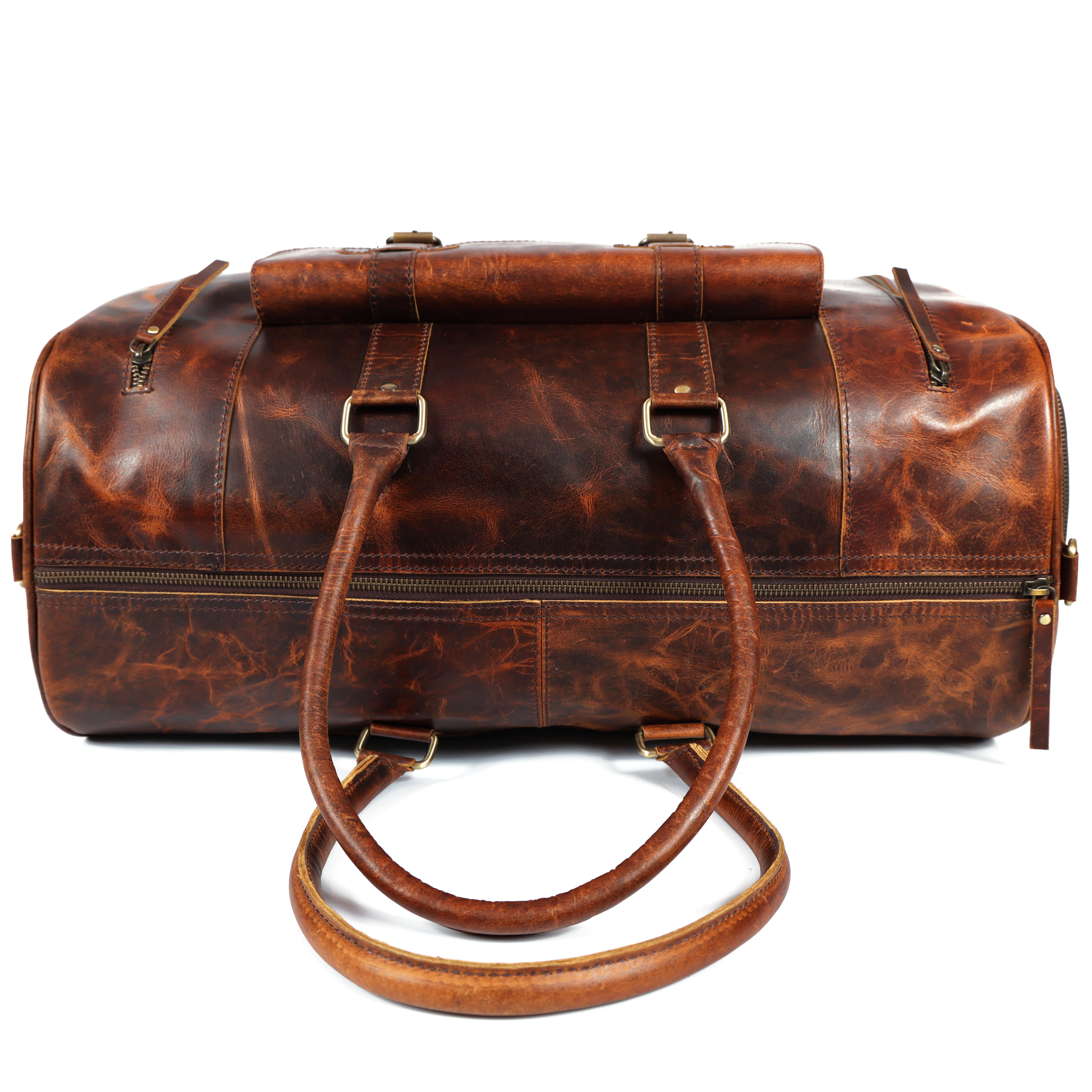 Classic Brown Leather Weekender Bag – Handcrafted Leather Duffle Bag for Travel & Style