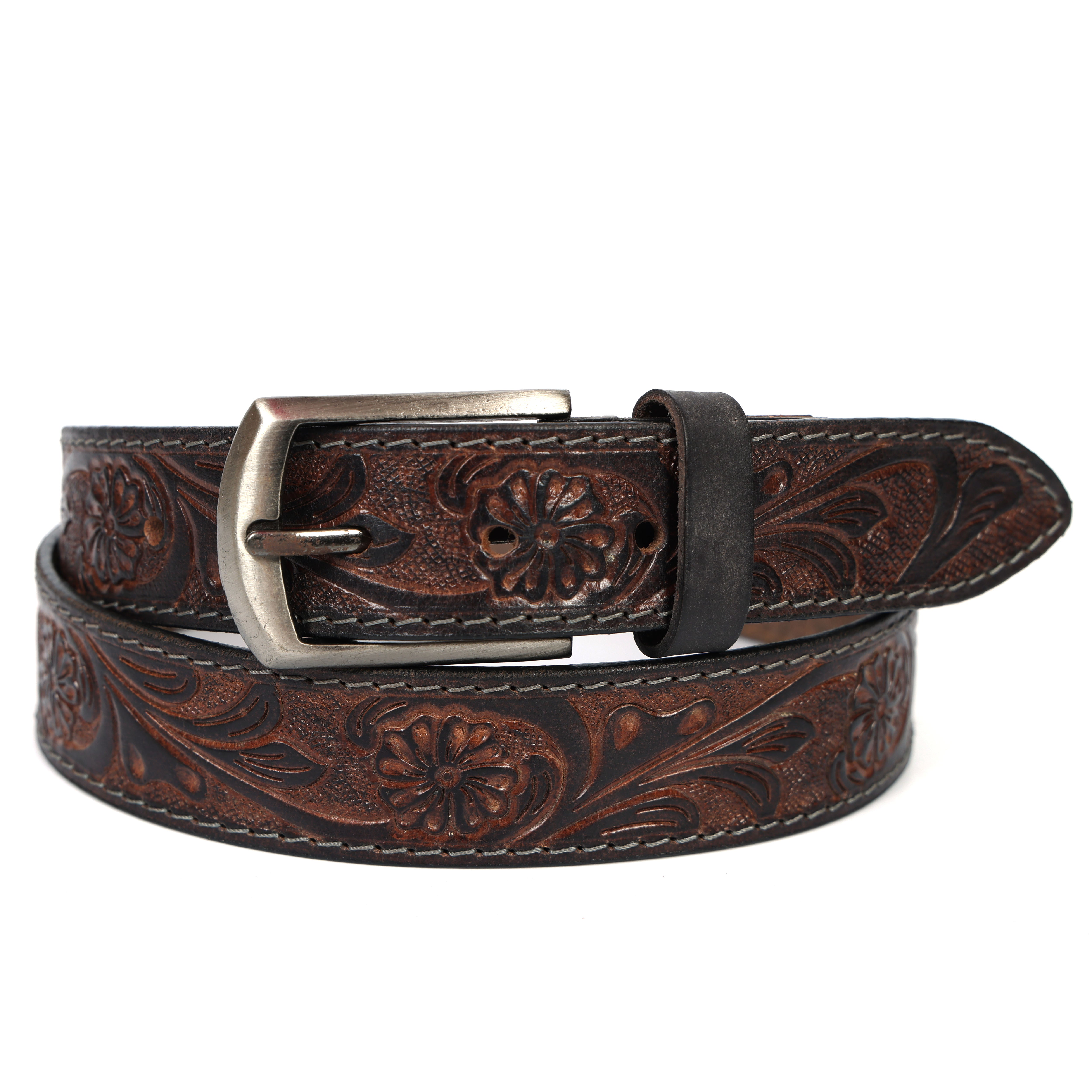 Brand New Handmade Genuine Leather Belt for Men |  Western Floral Embossed Design | Vintage Leather Belt