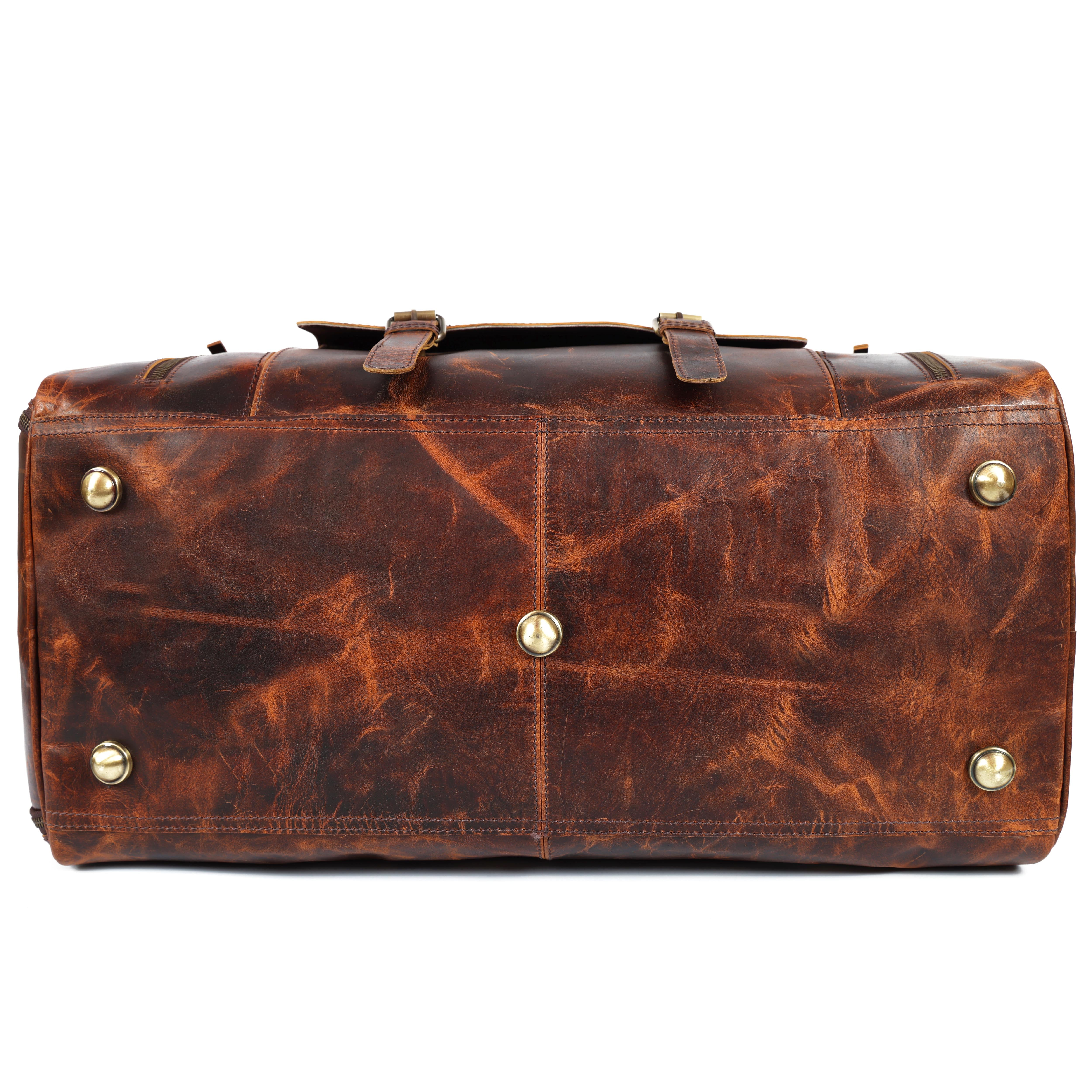Classic Brown Leather Weekender Bag – Handcrafted Leather Duffle Bag for Travel & Style