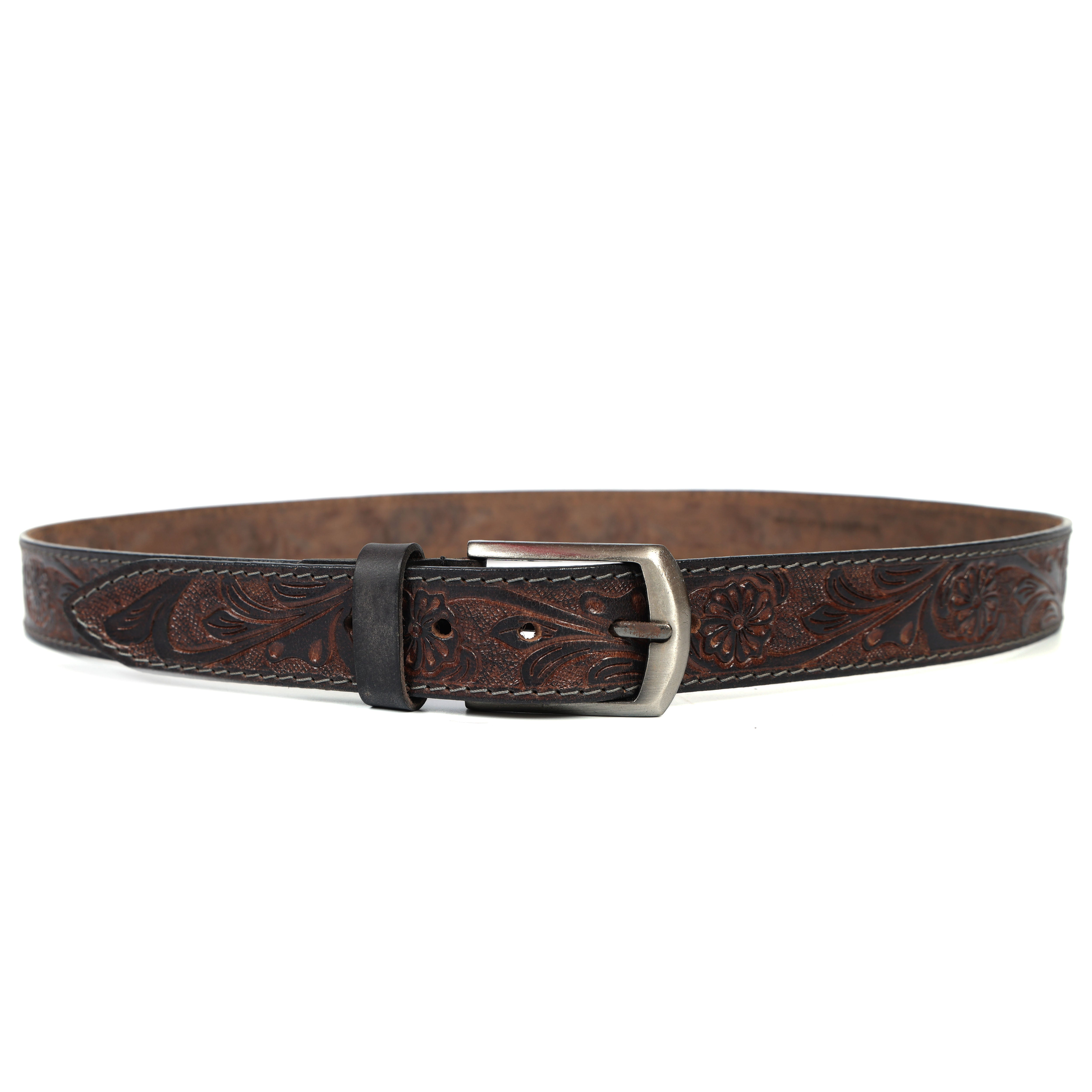 Brand New Handmade Genuine Leather Belt for Men |  Western Floral Embossed Design | Vintage Leather Belt