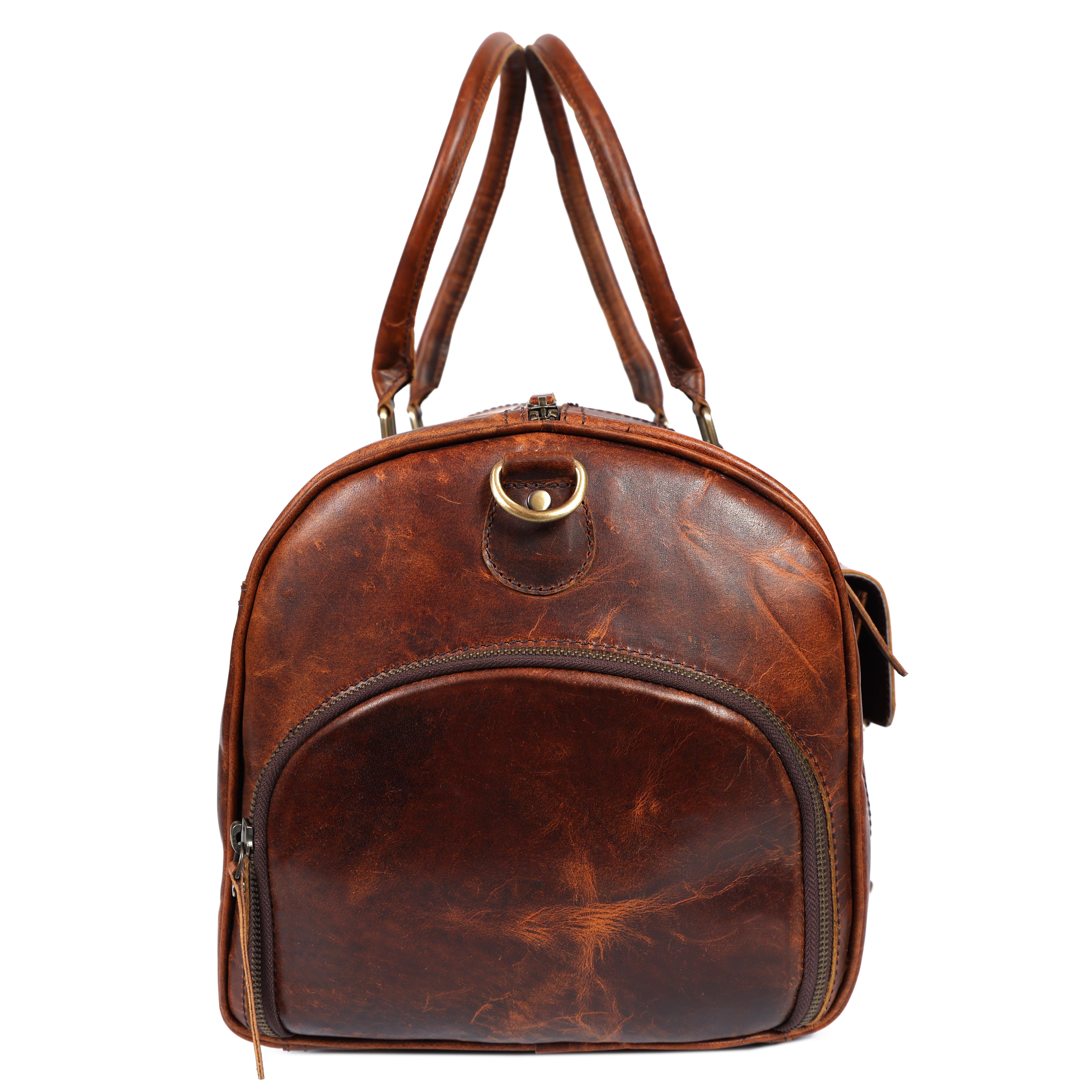 Classic Brown Leather Weekender Bag – Handcrafted Leather Duffle Bag for Travel & Style