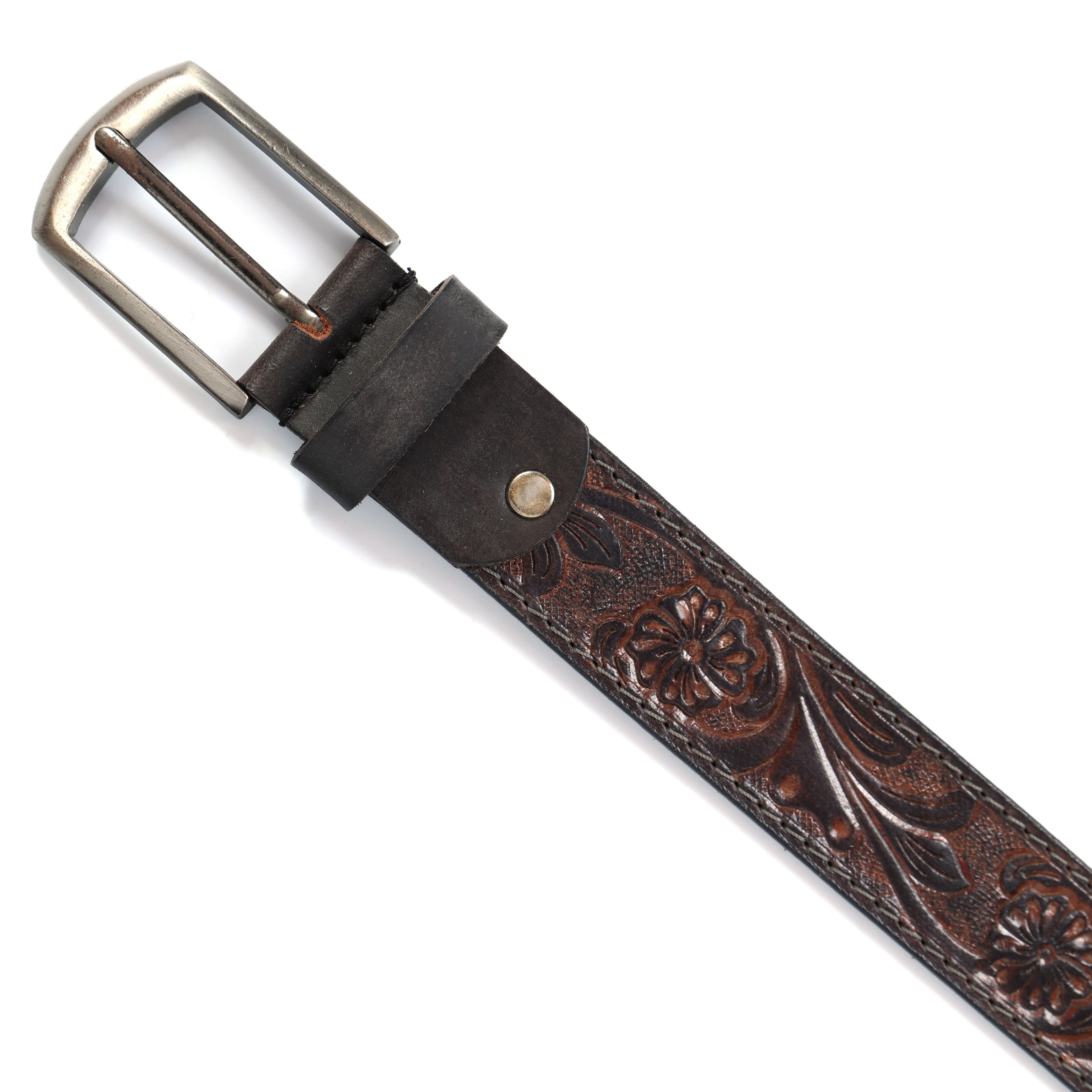 Brand New Handmade Genuine Leather Belt for Men |  Western Floral Embossed Design | Vintage Leather Belt
