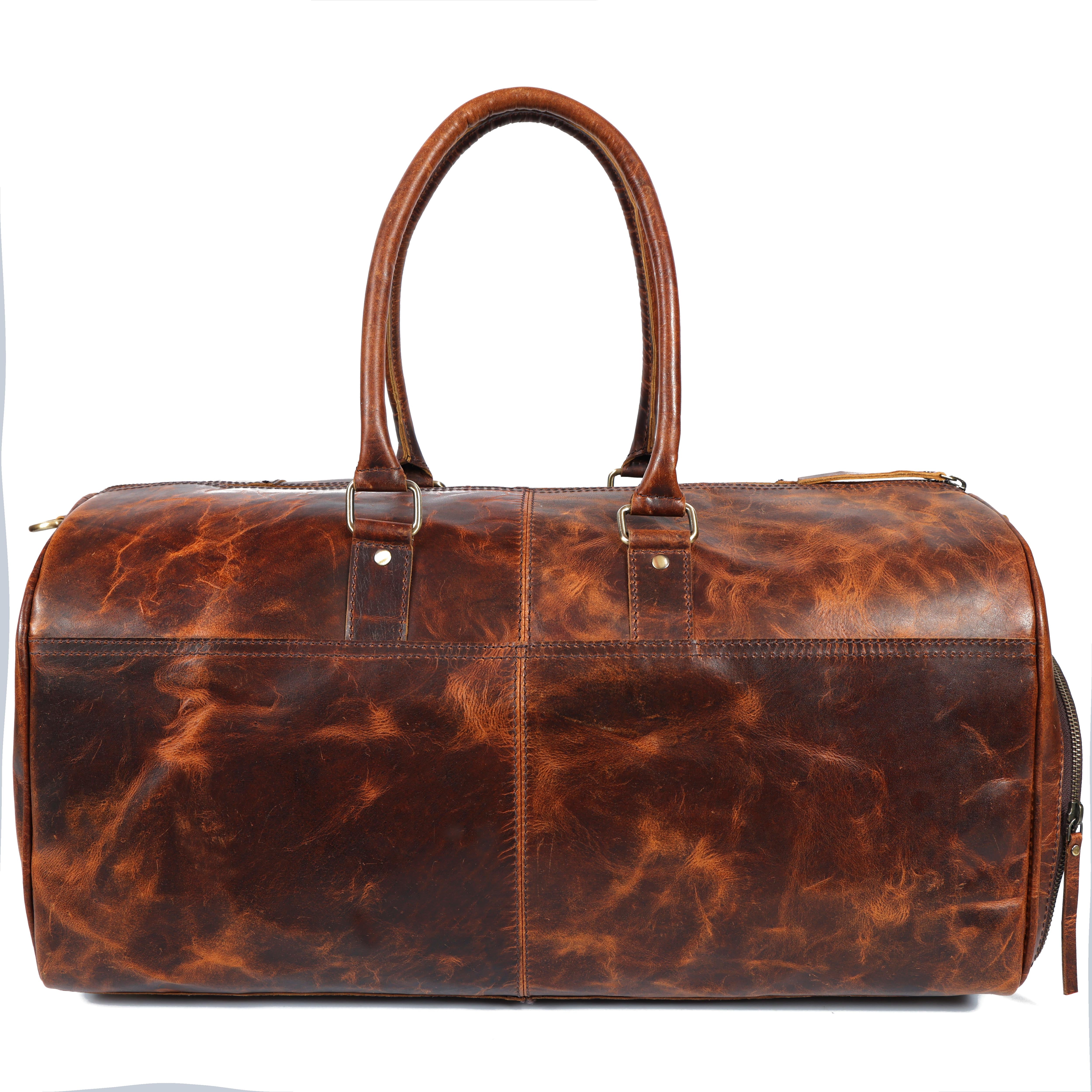 Classic Brown Leather Weekender Bag – Handcrafted Leather Duffle Bag for Travel & Style