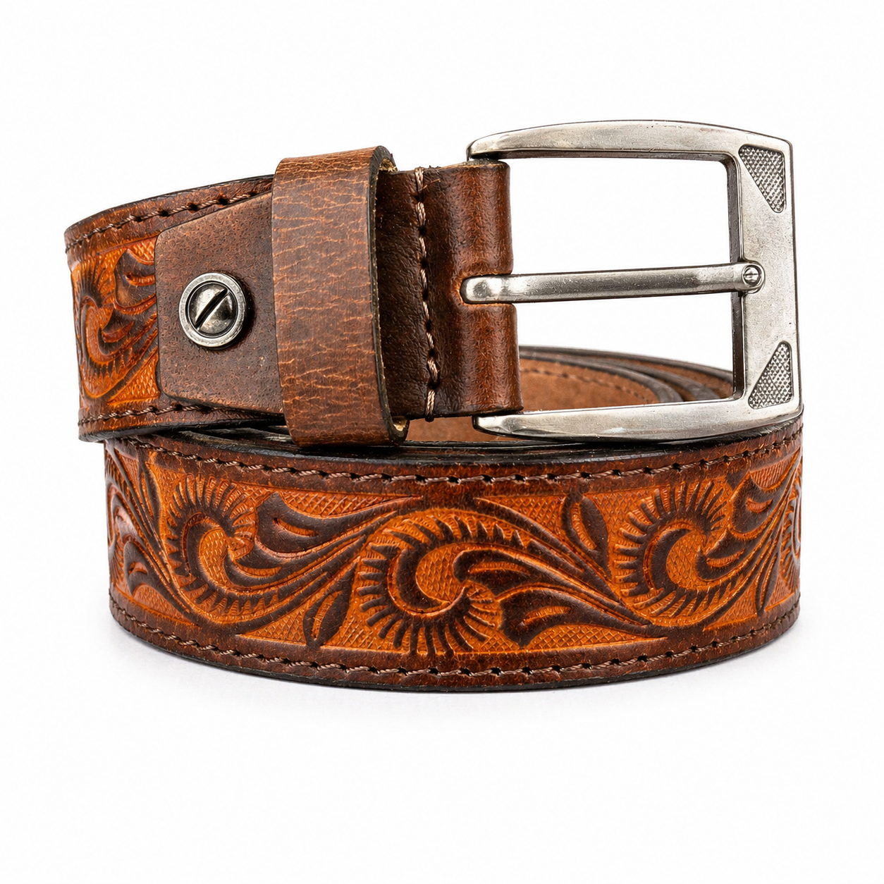Premium Genuine Leather Belt Embossed Vintage Design Formal & Casual Wear