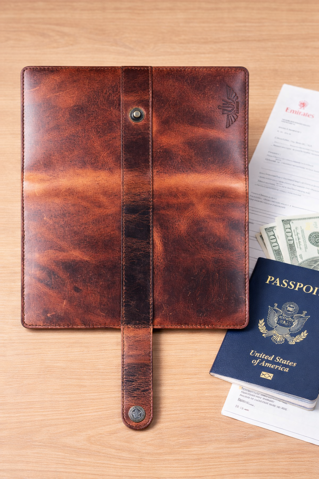 Vintage Leather Passport Wallet Premium Travel Organizer RFID Passport Holder Luxury Distressed Leather Wallet