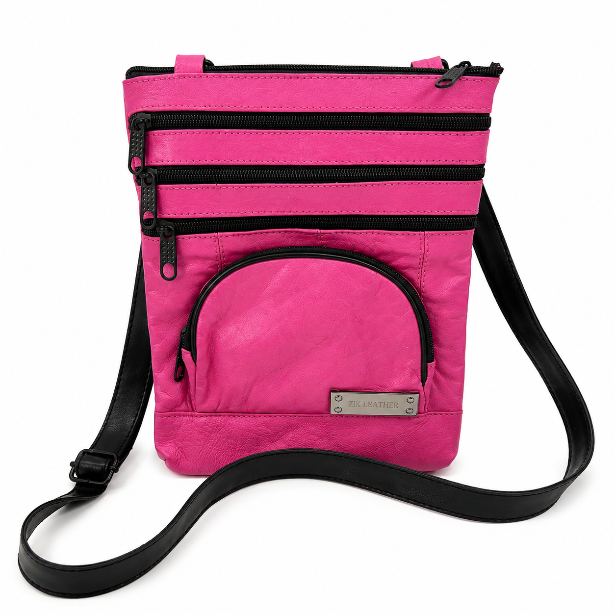 Genuine Leather Sling Bag for Men & Women – Unisex Crossbody Travel Shoulder Bag with Multiple Zipper Pockets