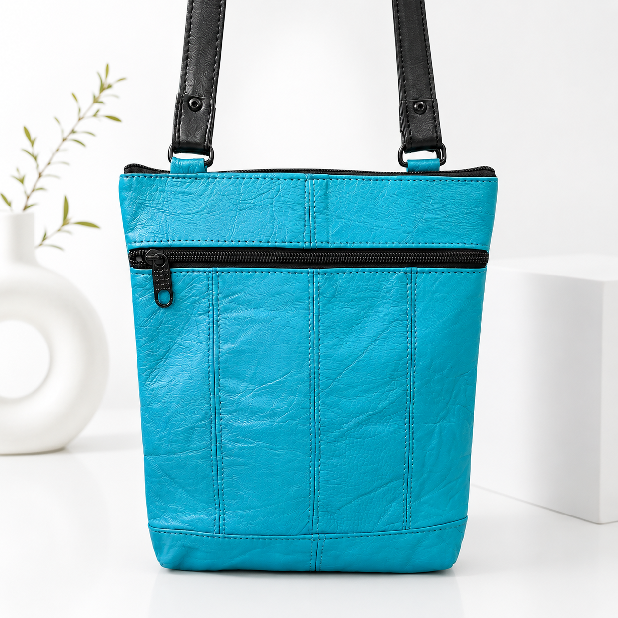 Genuine Leather Unisex Sling Bag – Multi Pocket Crossbody Shoulder Bag for Travel & Everyday Use