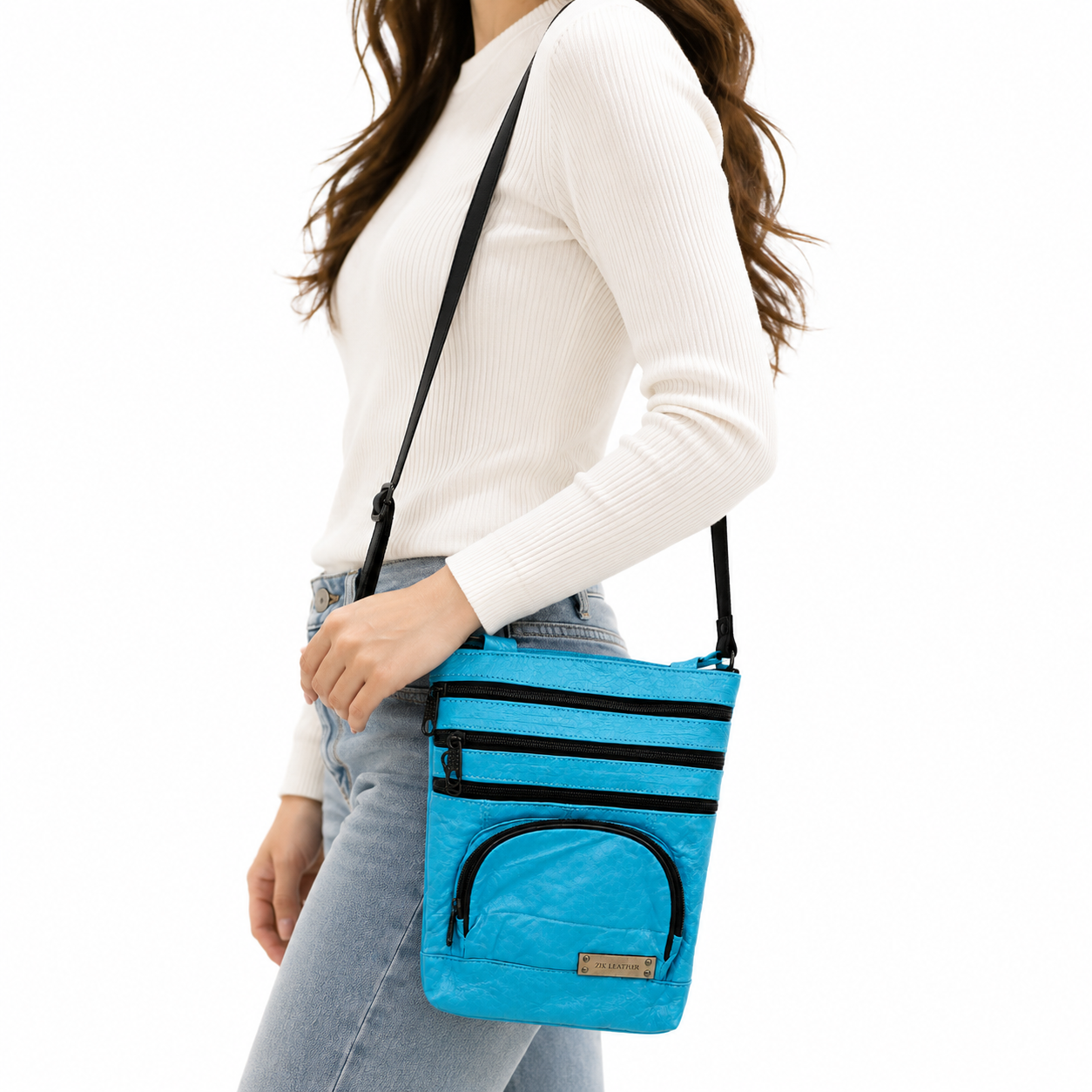Genuine Leather Unisex Sling Bag – Multi Pocket Crossbody Shoulder Bag for Travel & Everyday Use