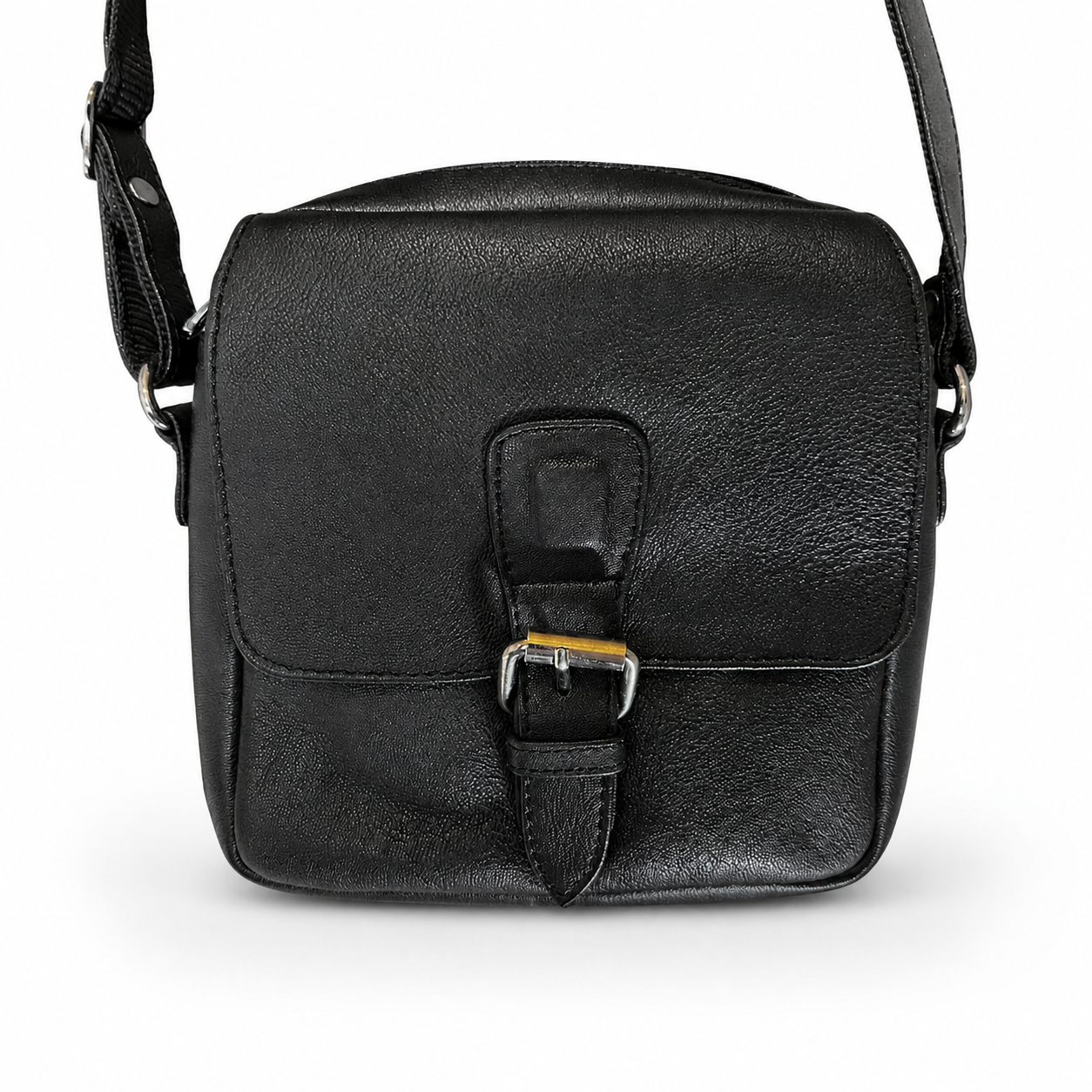 Genuine Leather Unisex Sling Bag – Black Crossbody Shoulder Bag for Travel, Casual & Everyday Use
